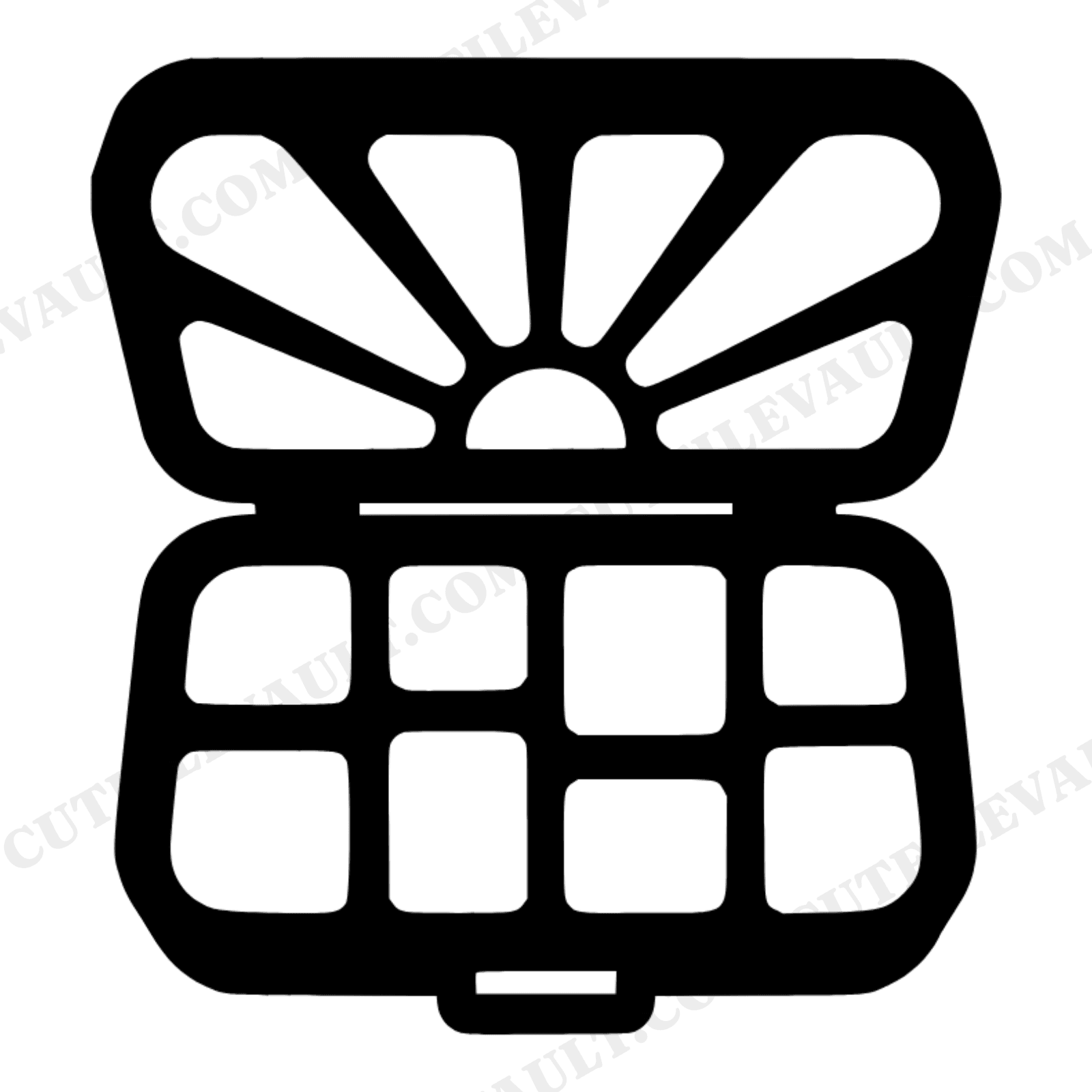 Retro Groovy Tackle Box SVG PNG, Vintage 70s Sunburst Fishing Father's Day Cut File Design, view 1