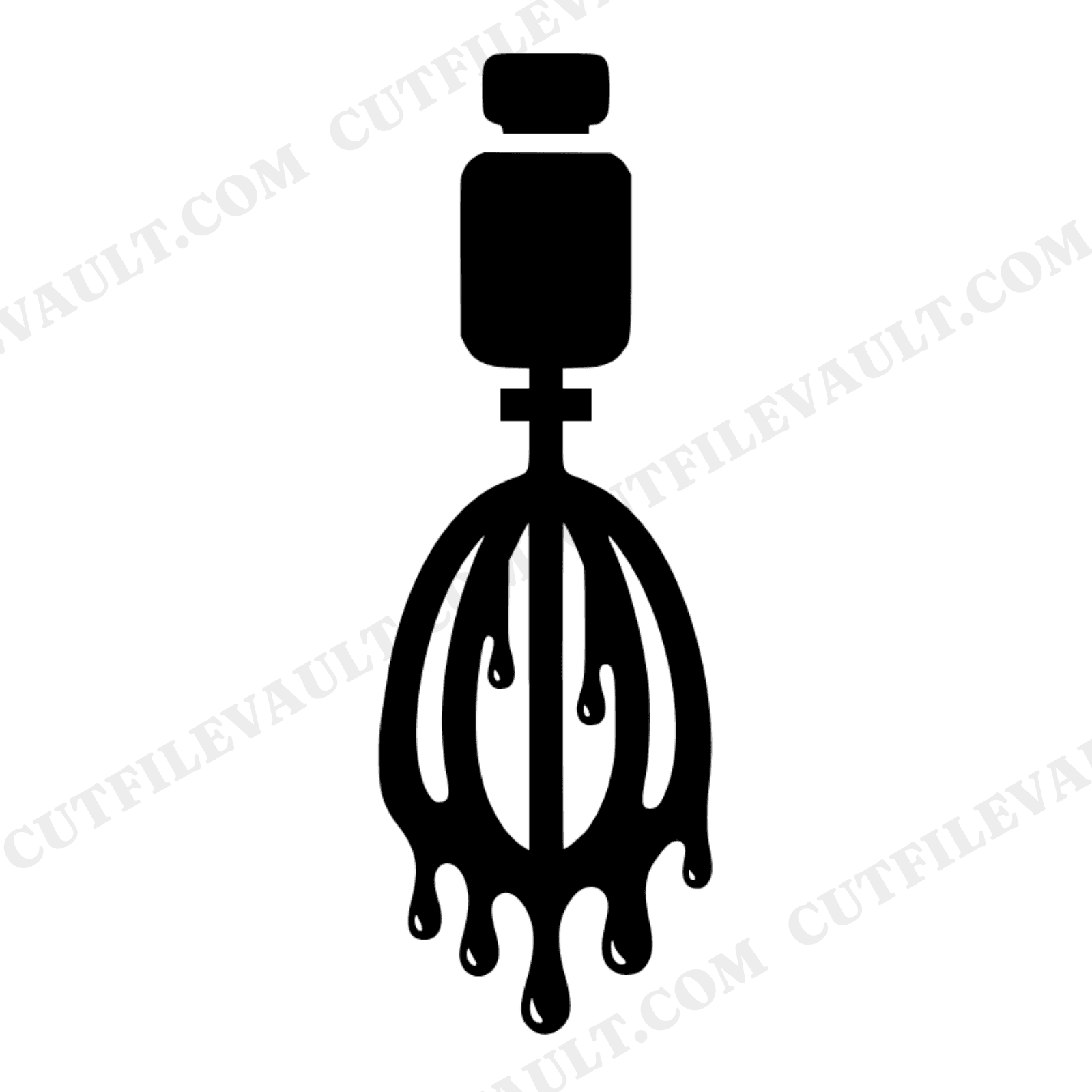 Retro Hand Mixer SVG PNG, 70s Kitchen Beater with Dripping Batter, Groovy Baking Cut File, view 1