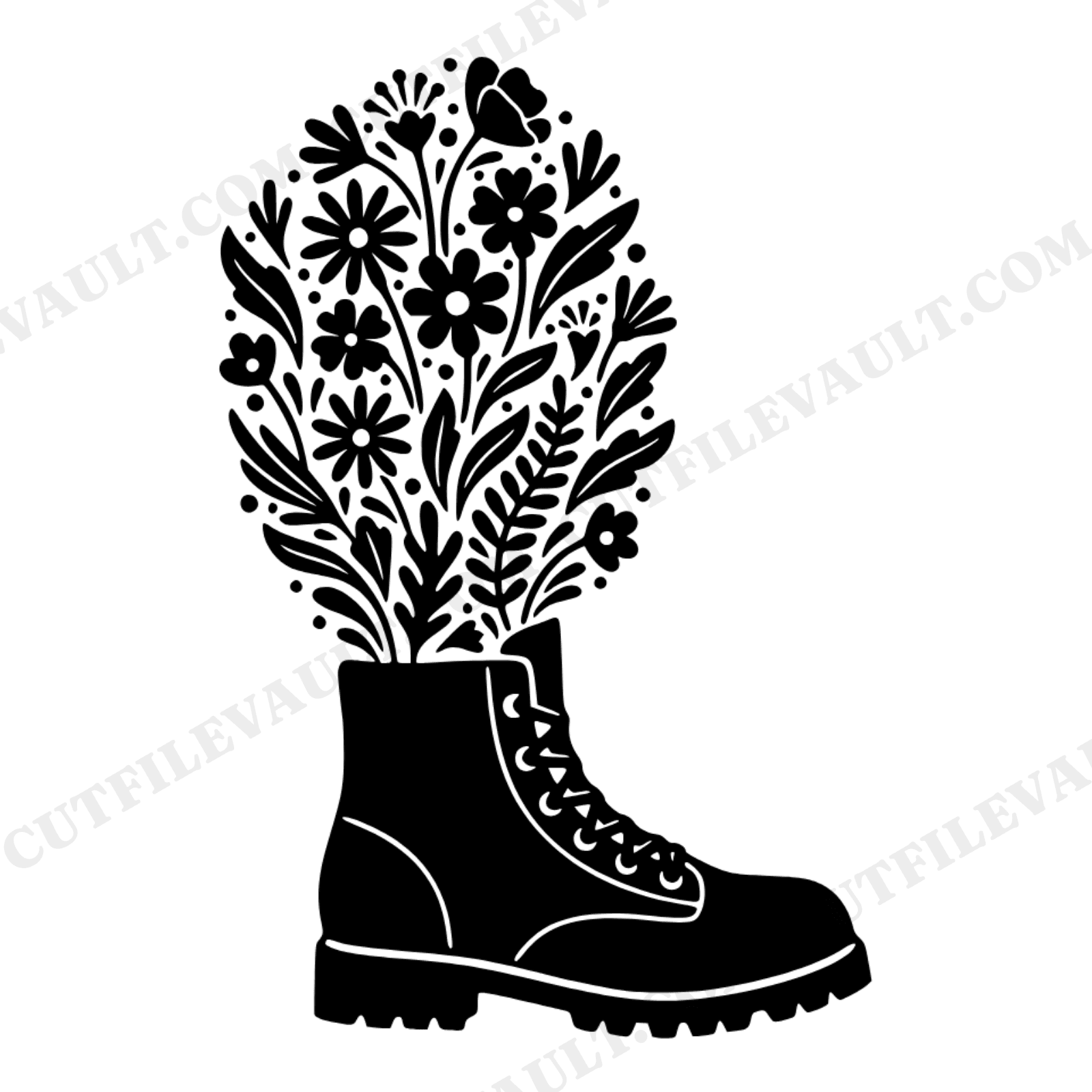 Retro Hiking Boot Wildflower SVG PNG, 70s Boho Trail Mix Day Cut File, Vintage Nature Adventure, view 1