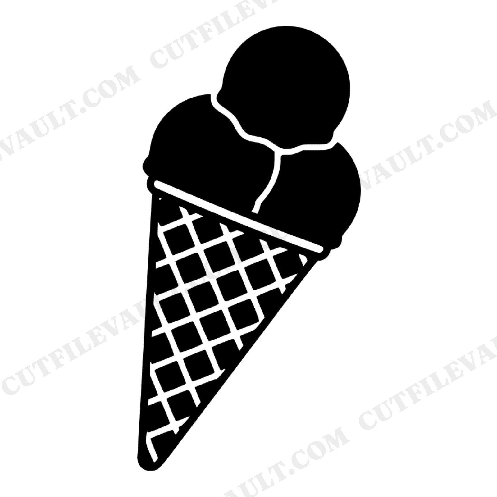 Retro Ice Cream Cone SVG PNG, Mid-Century Waffle Cone Cut File, National Ice Cream Day Design, view 1