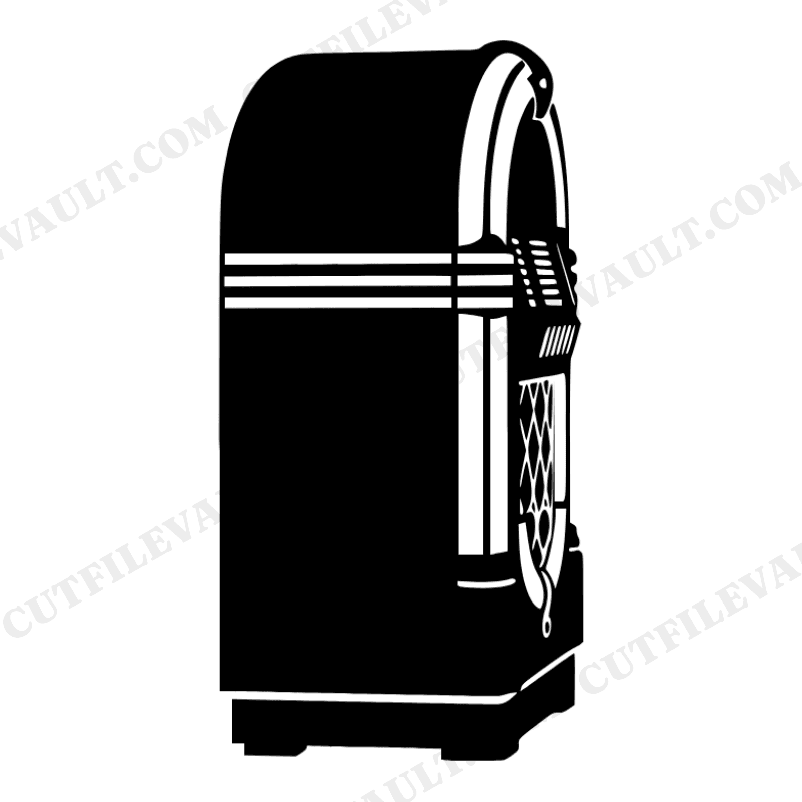 Retro Jukebox SVG PNG, Vintage Tabletop Jukebox Silhouette, 50s Diner Decor Cut File, Americana Music, view 1