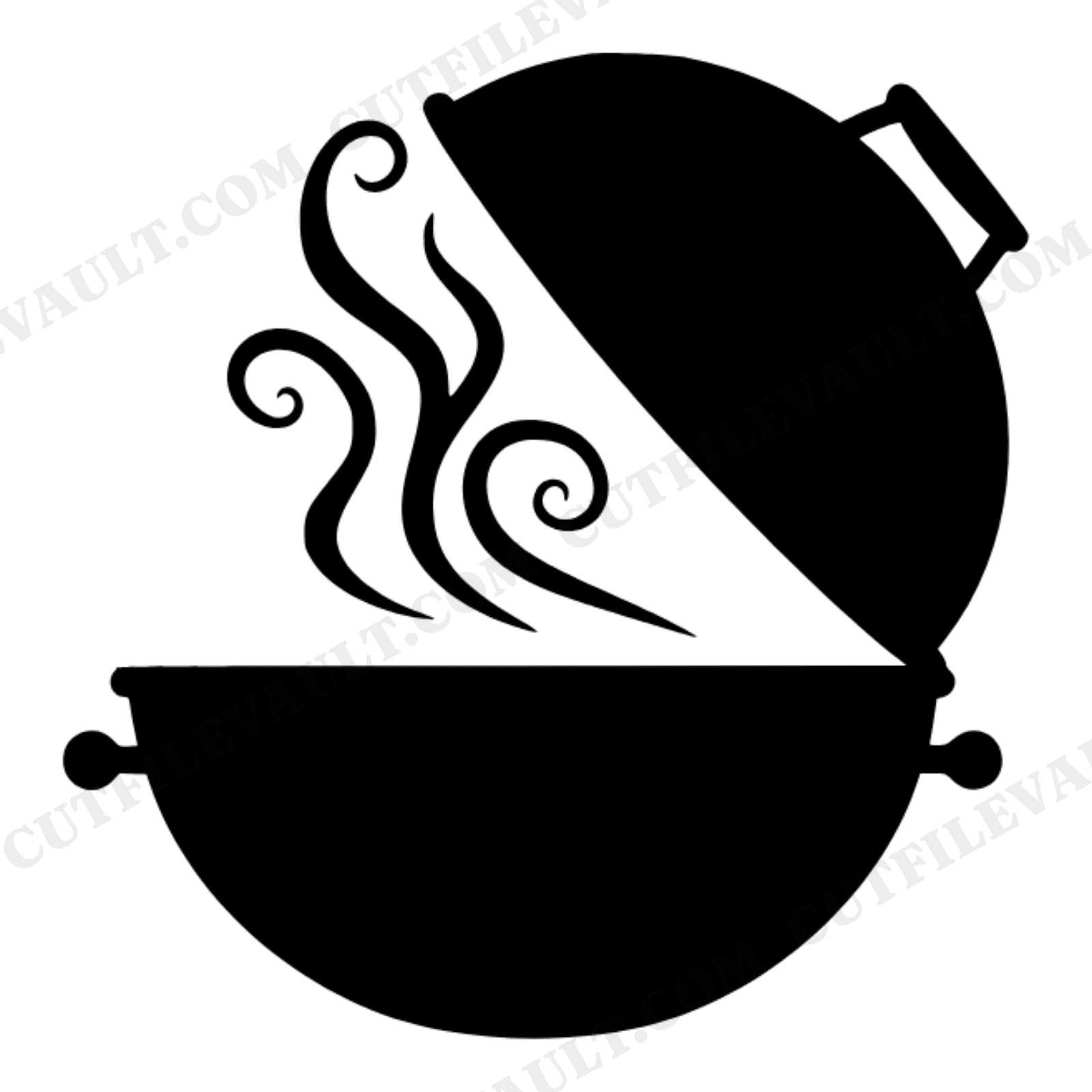 Retro Kettle Grill SVG PNG, Vintage BBQ Cut File, Father's Day Barbecue Design with Steam, view 1