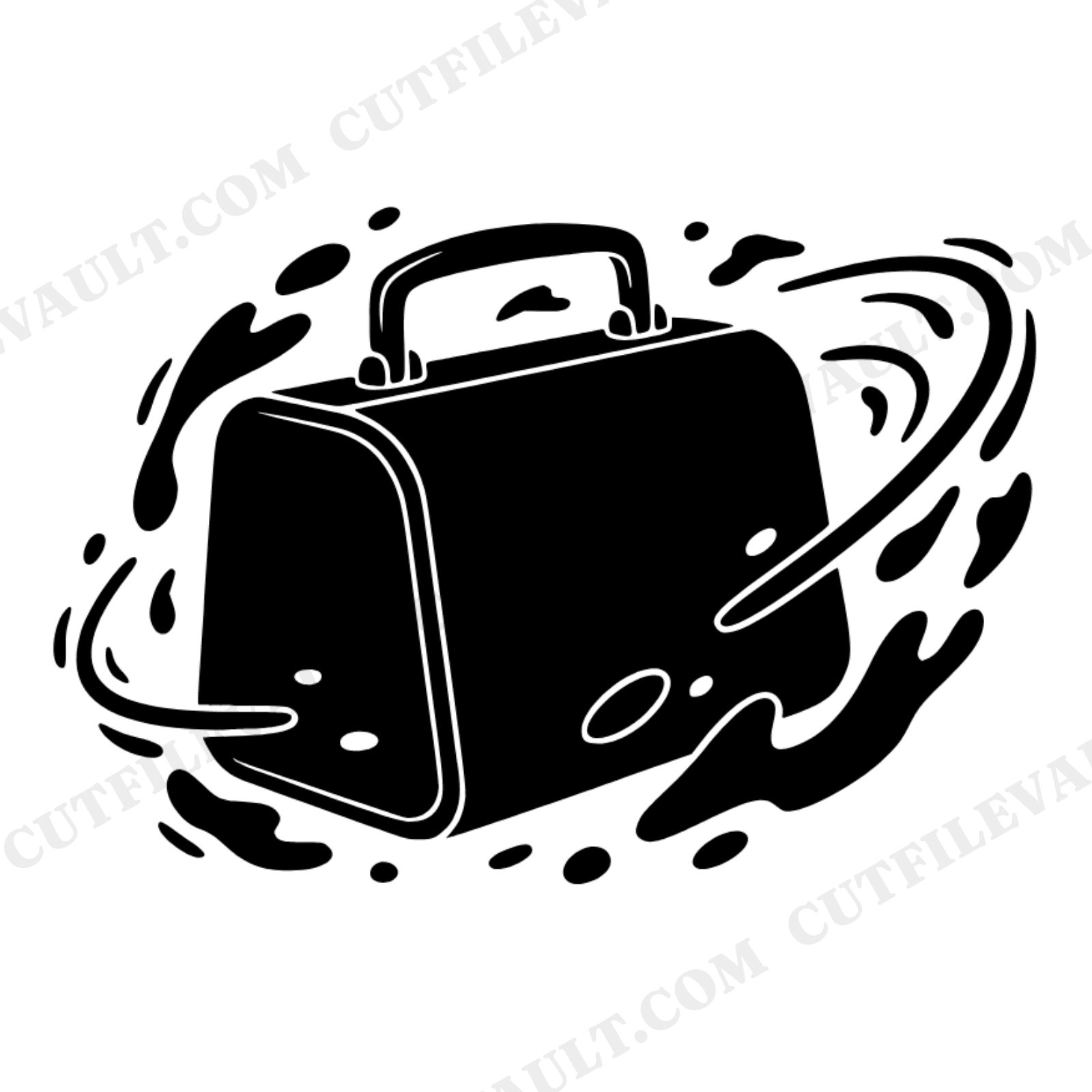 Retro Lunch Box SVG PNG, Back to School Lunchbox with Swirls Cut File, Nostalgic School Design, view 1