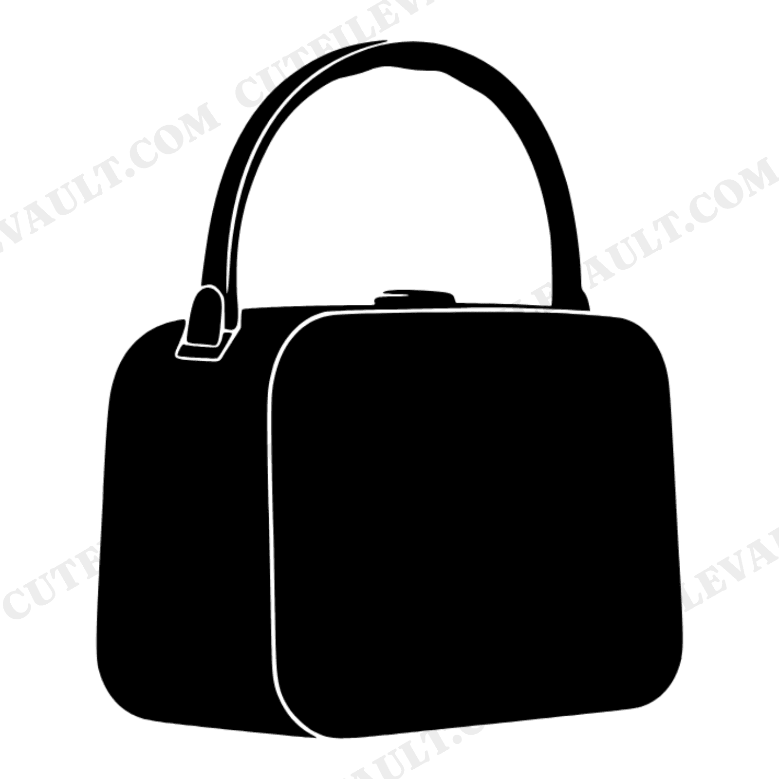 Retro Lunchbox SVG PNG Mid Century Vintage Back to School Cut File Silhouette Arched Handle, view 1