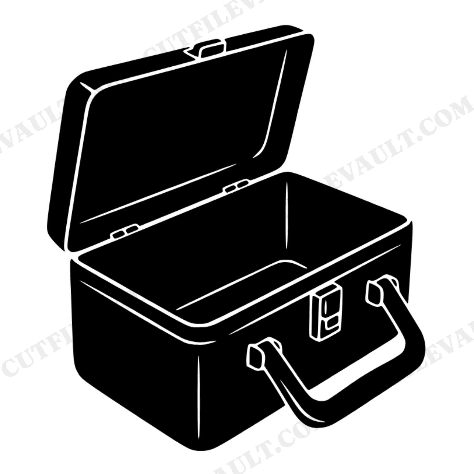 Retro Lunchbox SVG PNG, Vintage Lunch Box Overhead View, Back to School Cut File Art Deco Design, view 1