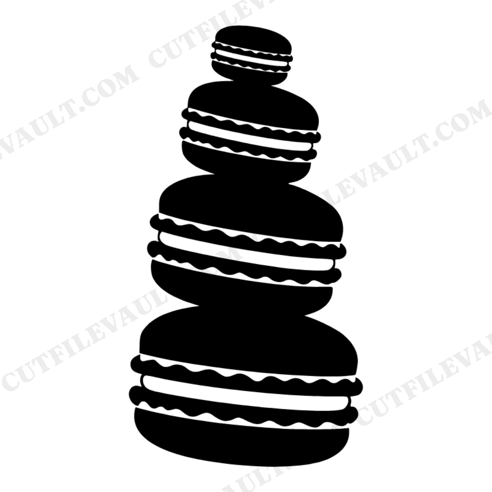 Retro Macaron Tower SVG PNG Labor Day Party Dessert Silhouette Cut File 70s Waves Celebration, view 1