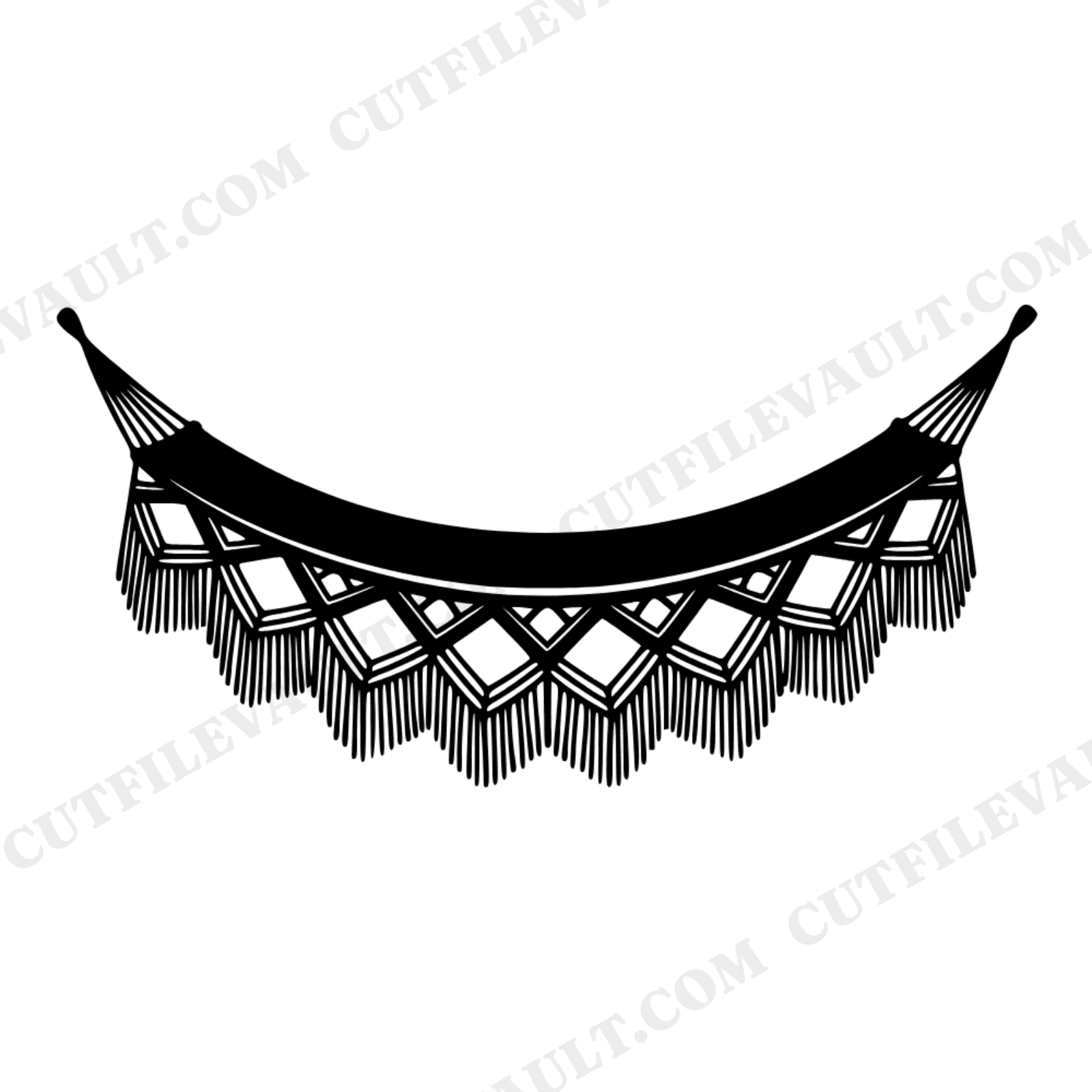 Retro Macramé Hammock SVG PNG, National Hammock Day Cut File, Scandinavian Line Art Design, view 1