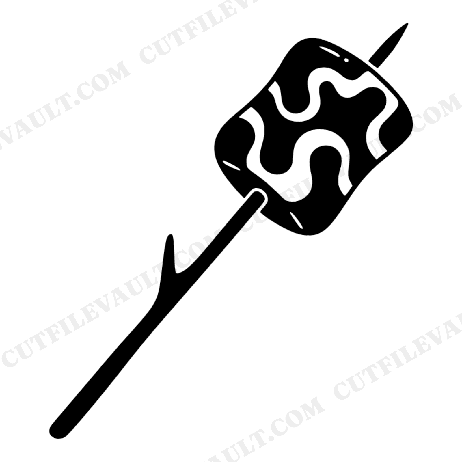 Retro Marshmallow Roasting Stick SVG PNG, 70s Campfire S'mores Day Cut File, Camping Craft Design, view 1