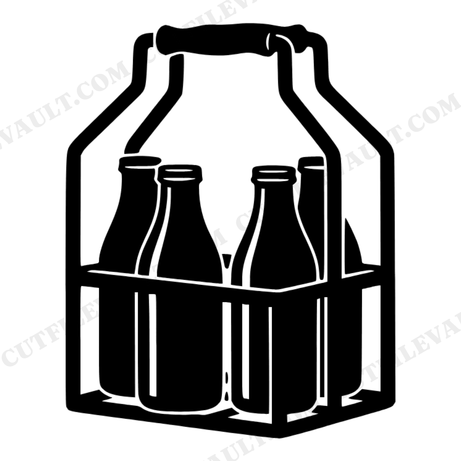 Retro Milk Carrier SVG PNG, Vintage Milk Bottles Cut File, 1950s Farmhouse Christmas Decor SVG, view 1