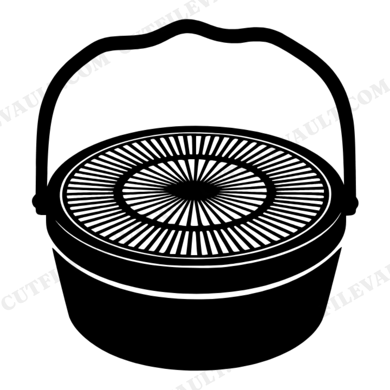 Retro Picnic Basket SVG PNG, 70s Woven Basket Top View, National Picnic Day Cut File, Summer Vinyl, view 1