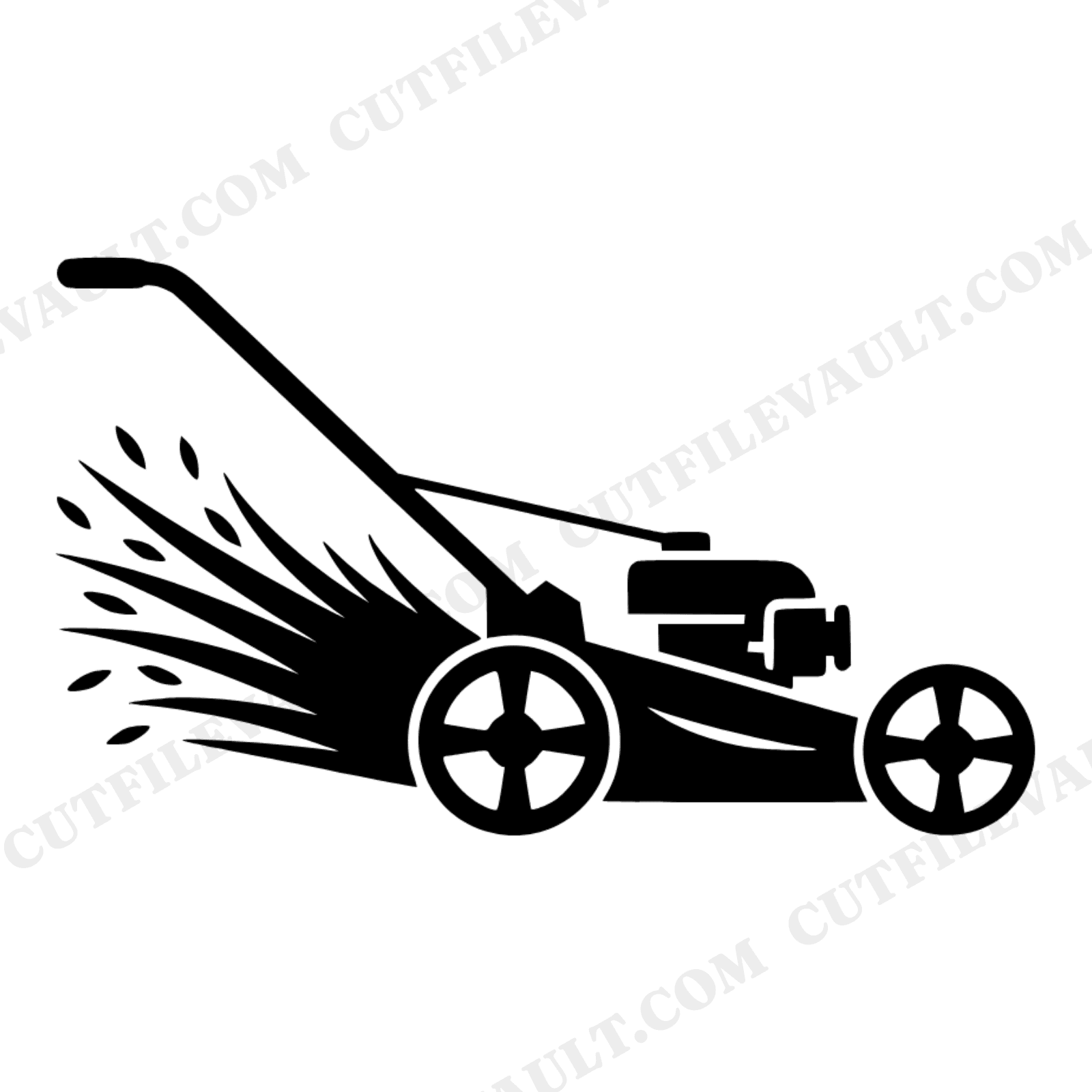 Retro Push Reel Mower SVG PNG, Art Deco Lawnmower Cut File, Vintage Father's Day Design, view 1
