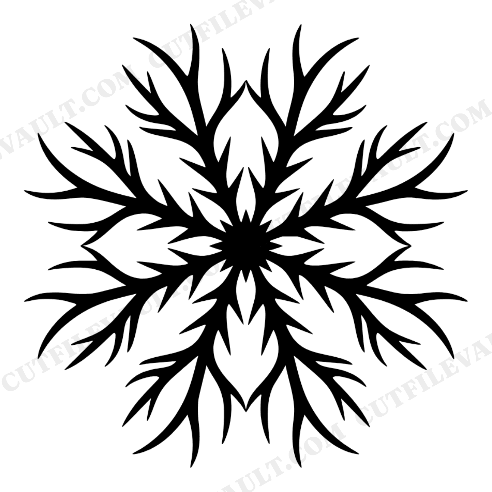 Retro Reindeer Antler SVG PNG, Overhead Starburst View, 70s Christmas Monogram Frame Cut File, view 1