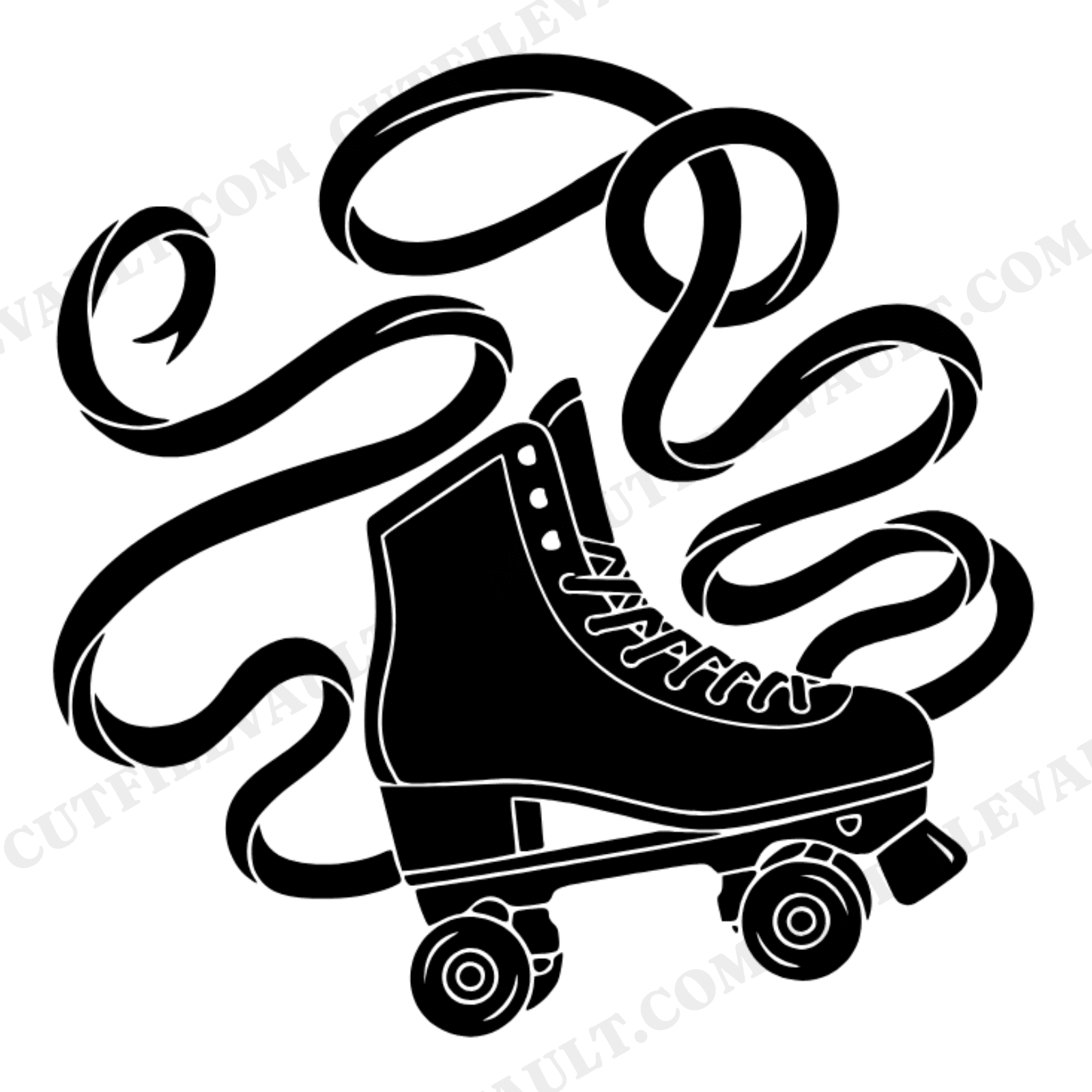 Retro Roller Skate SVG PNG, Fourth of July Patriotic Laces Cut File, Vintage Skate Silhouette, view 1