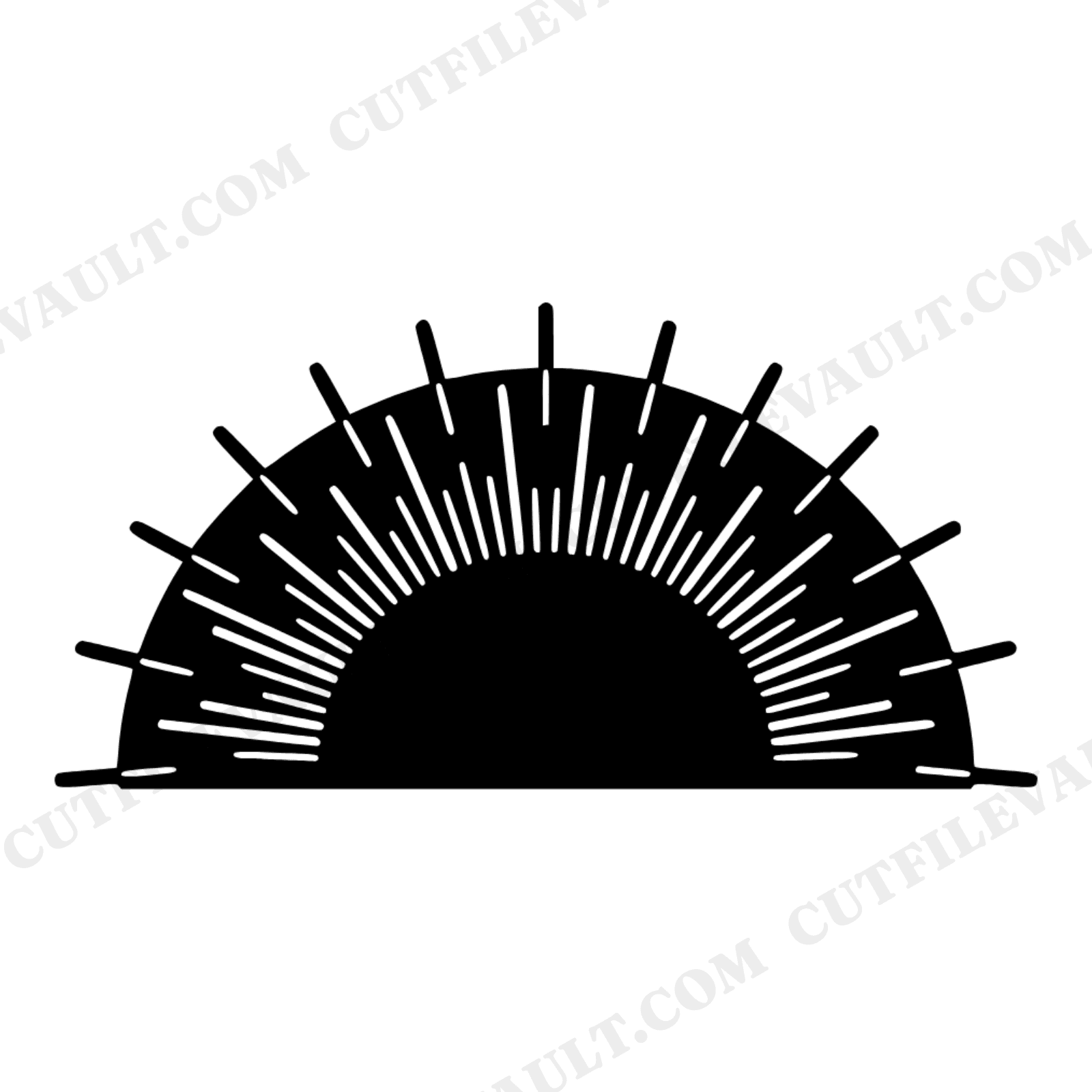 Retro Sunburst Protractor SVG PNG, Back to School Boho 70s Design, Groovy Vintage Craft Cut File, view 1