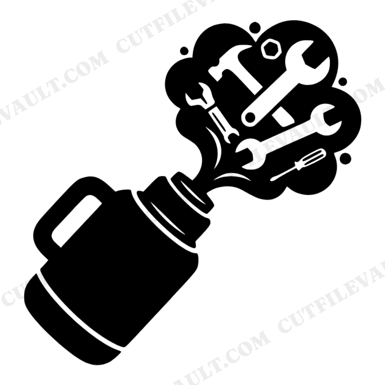 Retro Thermos SVG PNG, Father's Day Tool Steam Design, Vintage 70s Dad Cut File, Handy Dad Gift, view 1