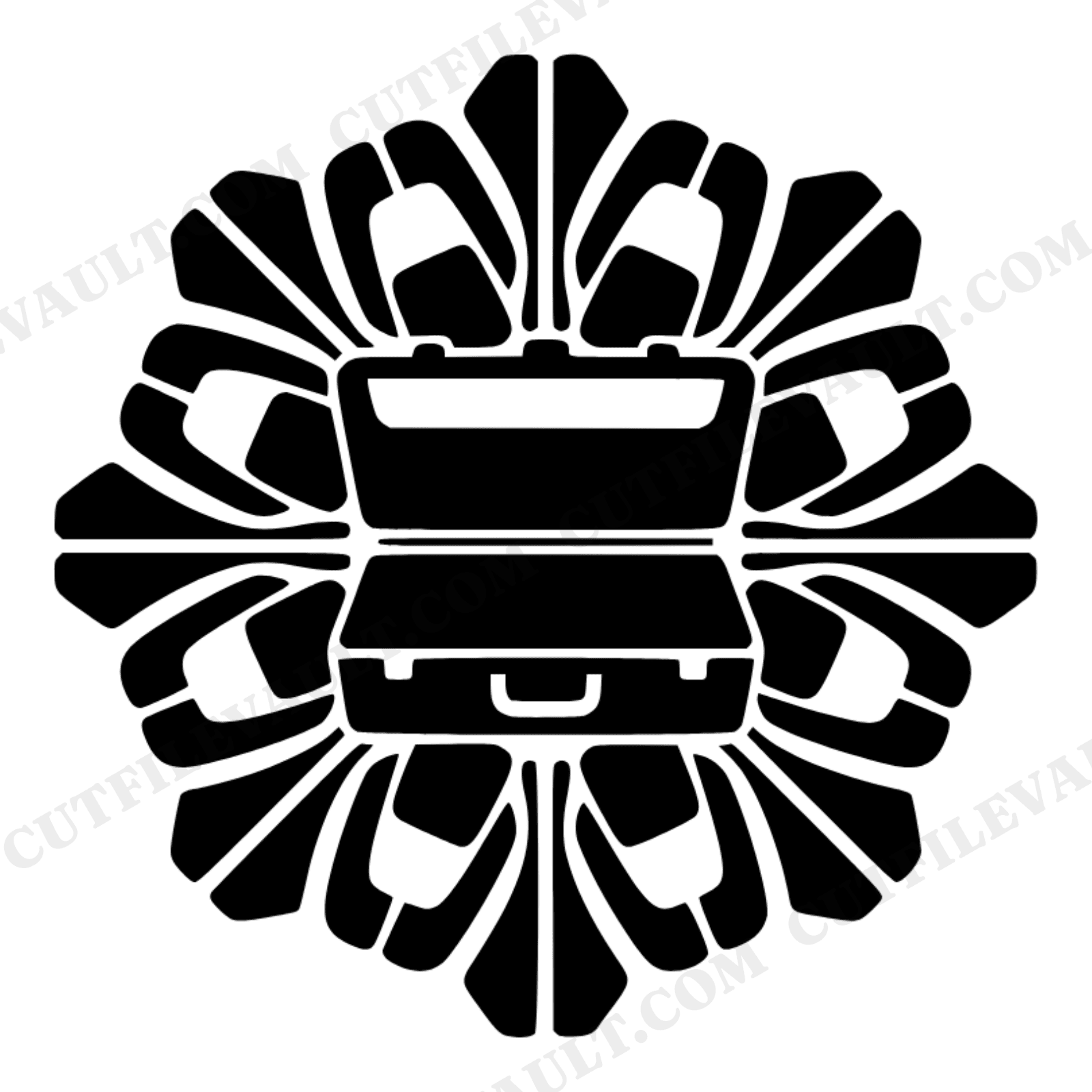 Retro Toolbox Medallion SVG PNG Labor Day Design Art Deco Geometric Cut File Workshop Mandala, view 1