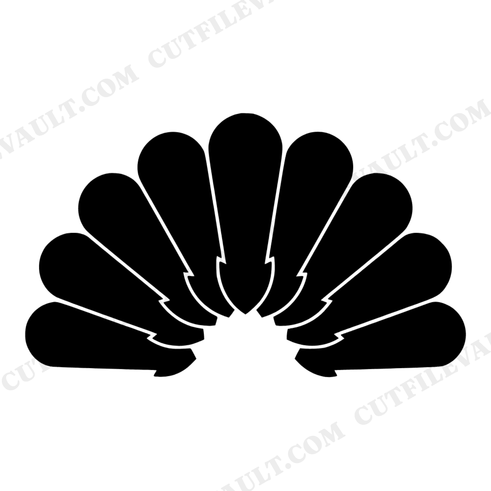 Retro Turkey Tail Feathers SVG PNG, 70s Thanksgiving Decor Cut File, Geometric Turkey Fan Design, view 1
