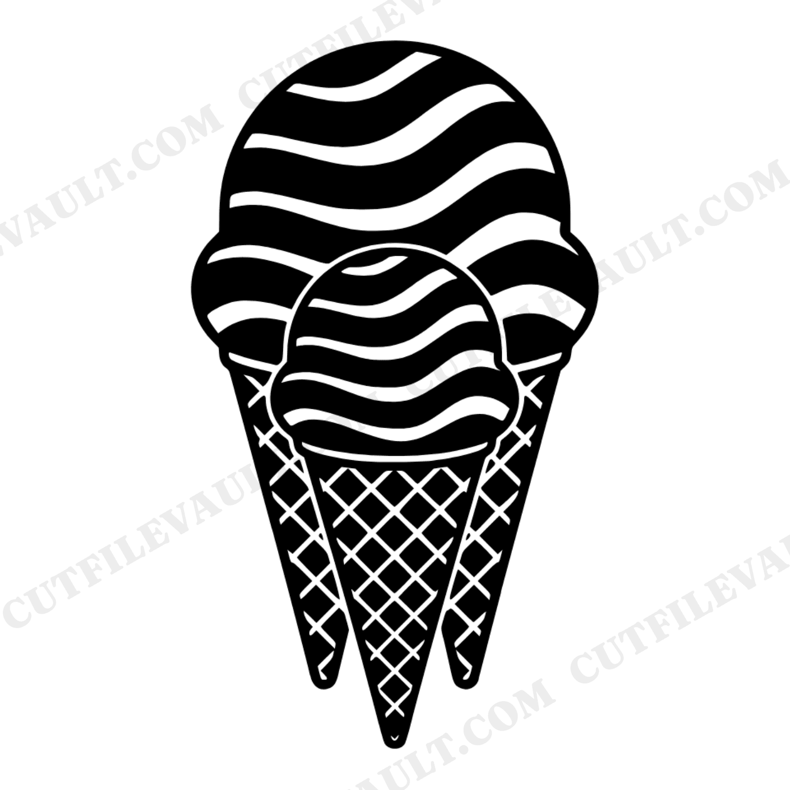 Retro Waffle Cone SVG PNG, 70s Ice Cream Geometric Nesting Design, Nordic Minimalist Vinyl Cut File, view 1