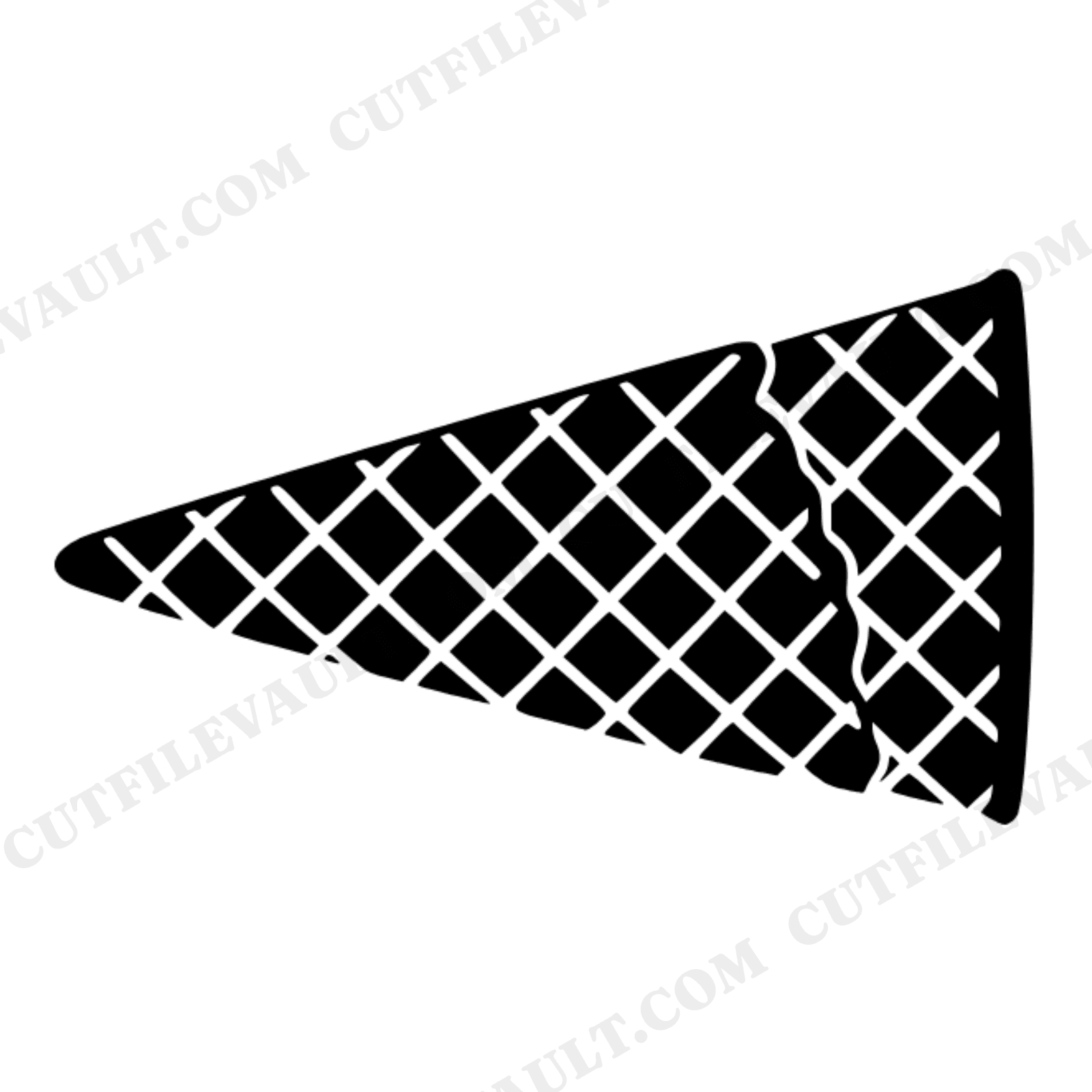 Retro Waffle Cone SVG PNG, Diagonal Crosshatch Ice Cream Cone Silhouette Cut File for Cricut, view 1
