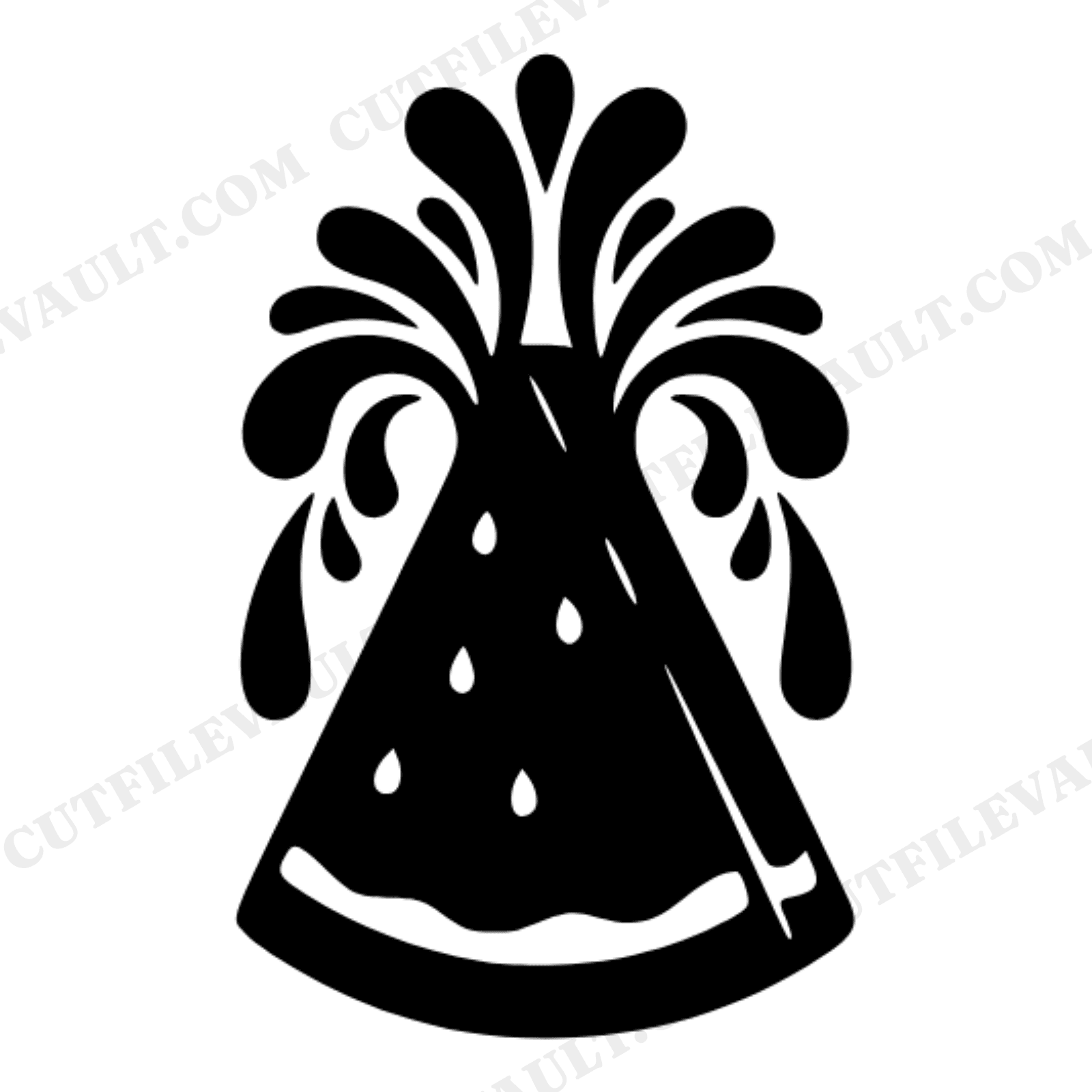 Retro Watermelon SVG PNG, 70s Groovy Watermelon Slice with Juice Droplets, Summer Fruit Cut File, view 1