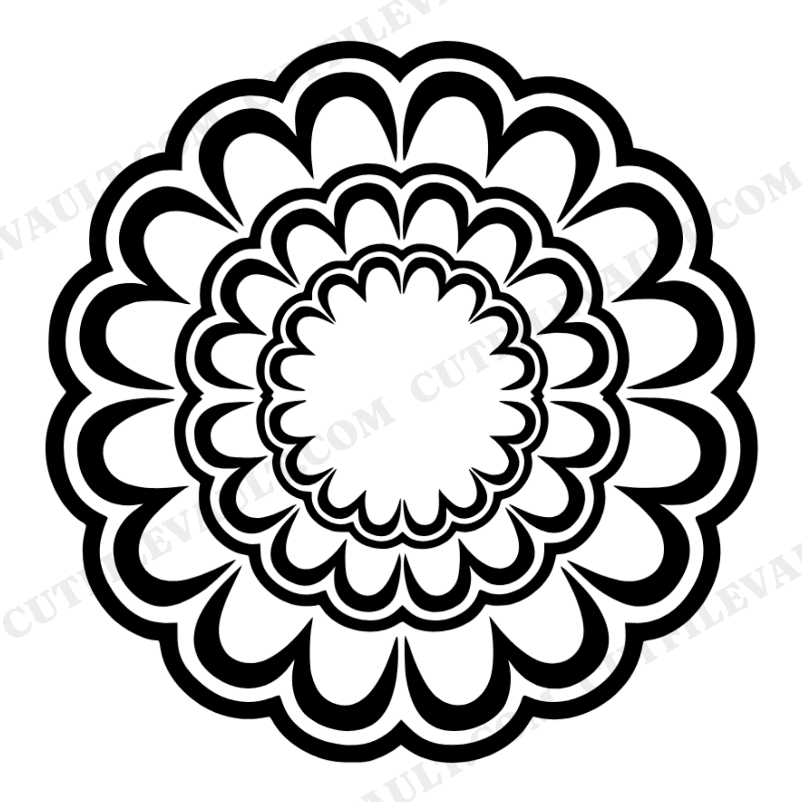 Retro Wedding Cake Stand Mandala SVG PNG, 70s Groovy Tiered Cake Top View Cut File for Cricut, view 1