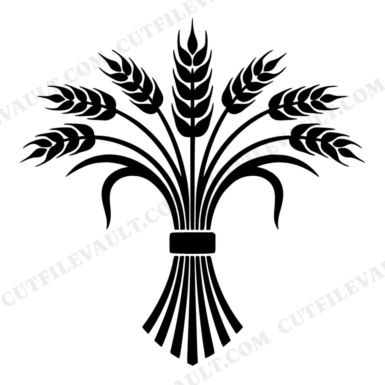 Retro Wheat Sheaf SVG PNG, 70s Symmetrical Harvest Bundle Cut File, Labor Day Farm Grain Design, view 1