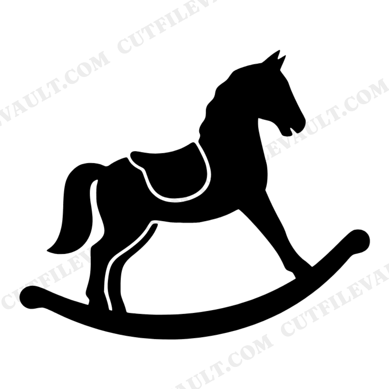 Rocking Horse SVG PNG, Scandinavian Nursery Decor Cut File, Christmas Baby Silhouette Design, view 1