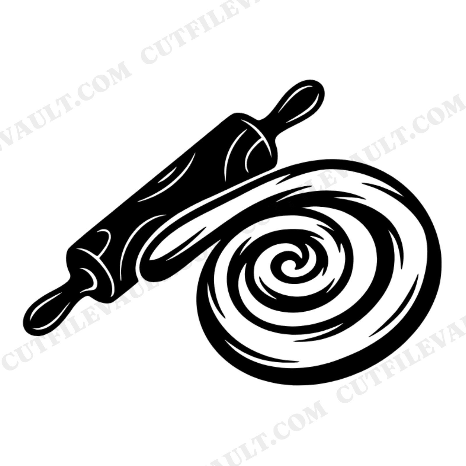 Rolling Pin Donut Dough SVG PNG National Donut Day Cut File Bakery Baker Silhouette Design, view 1