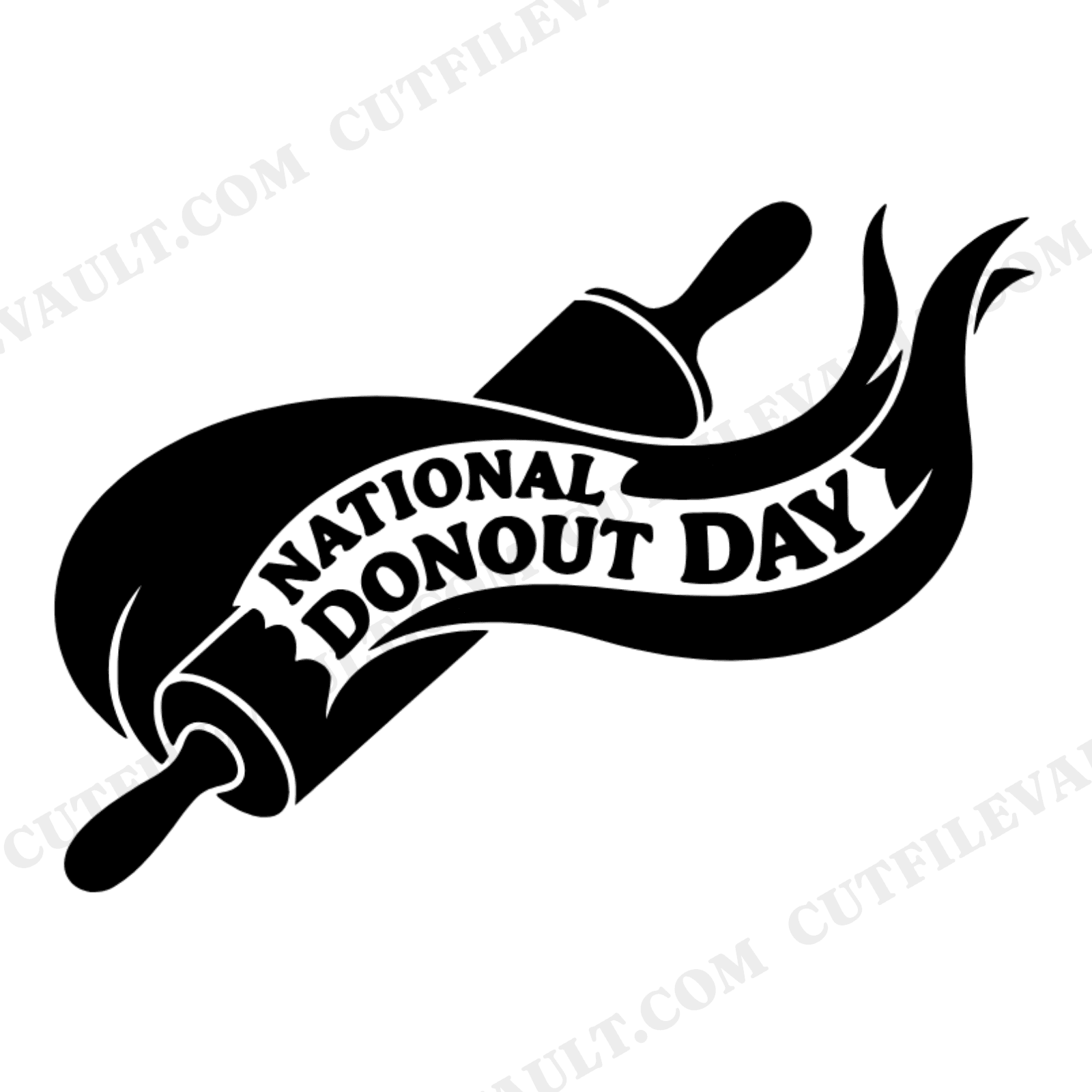 Rolling Pin SVG, National Donut Day SVG PNG, Bakery Cut File, Mid Century Kitchen Decor, Vinyl Decal, view 1