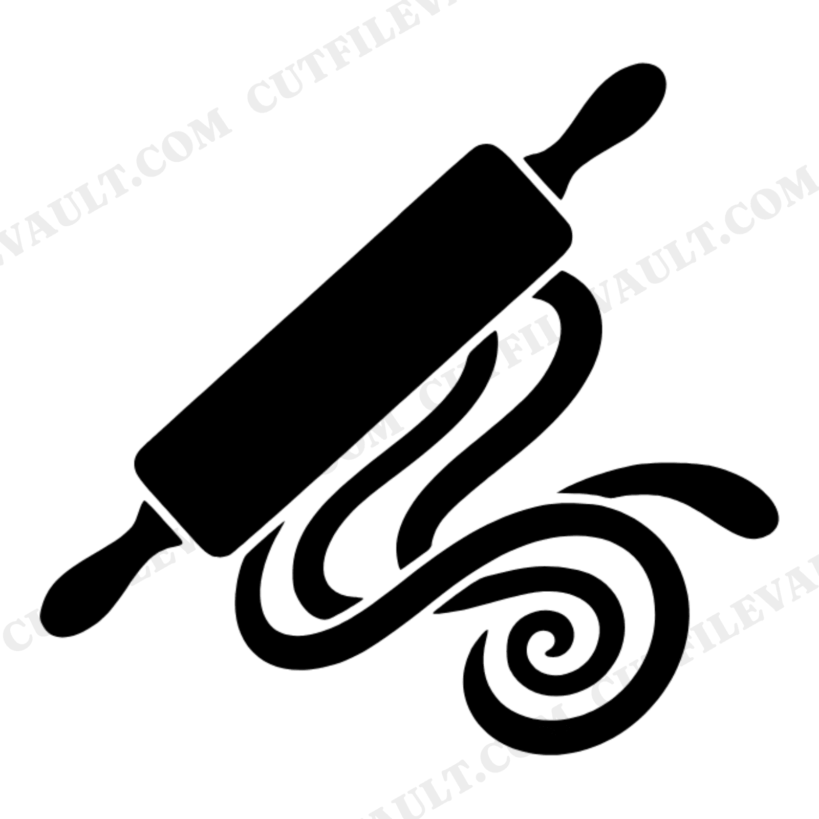 Rolling Pin SVG PNG, Dough Ribbon Swirl Cut File, Baking SVG, National Donut Day Design, Kitchen SVG, view 1
