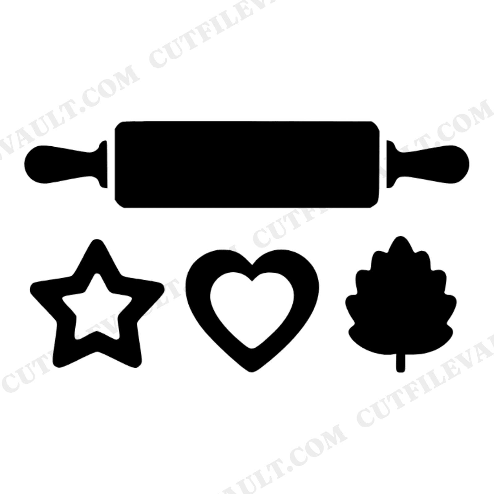 Rolling Pin SVG PNG Pie Dough Cutout Thanksgiving Baking Cut File Modern Kitchen Decor Design, view 1