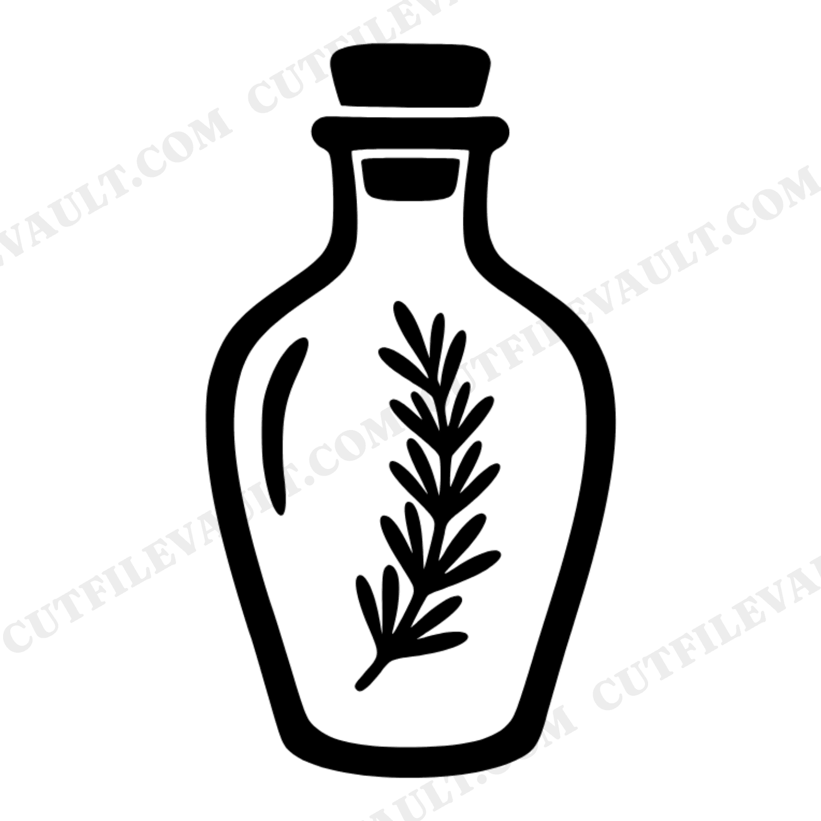 Rosemary Apothecary Jar SVG PNG, Herb Witch Silhouette Cut File, Back to School Memory Focus Design, view 1