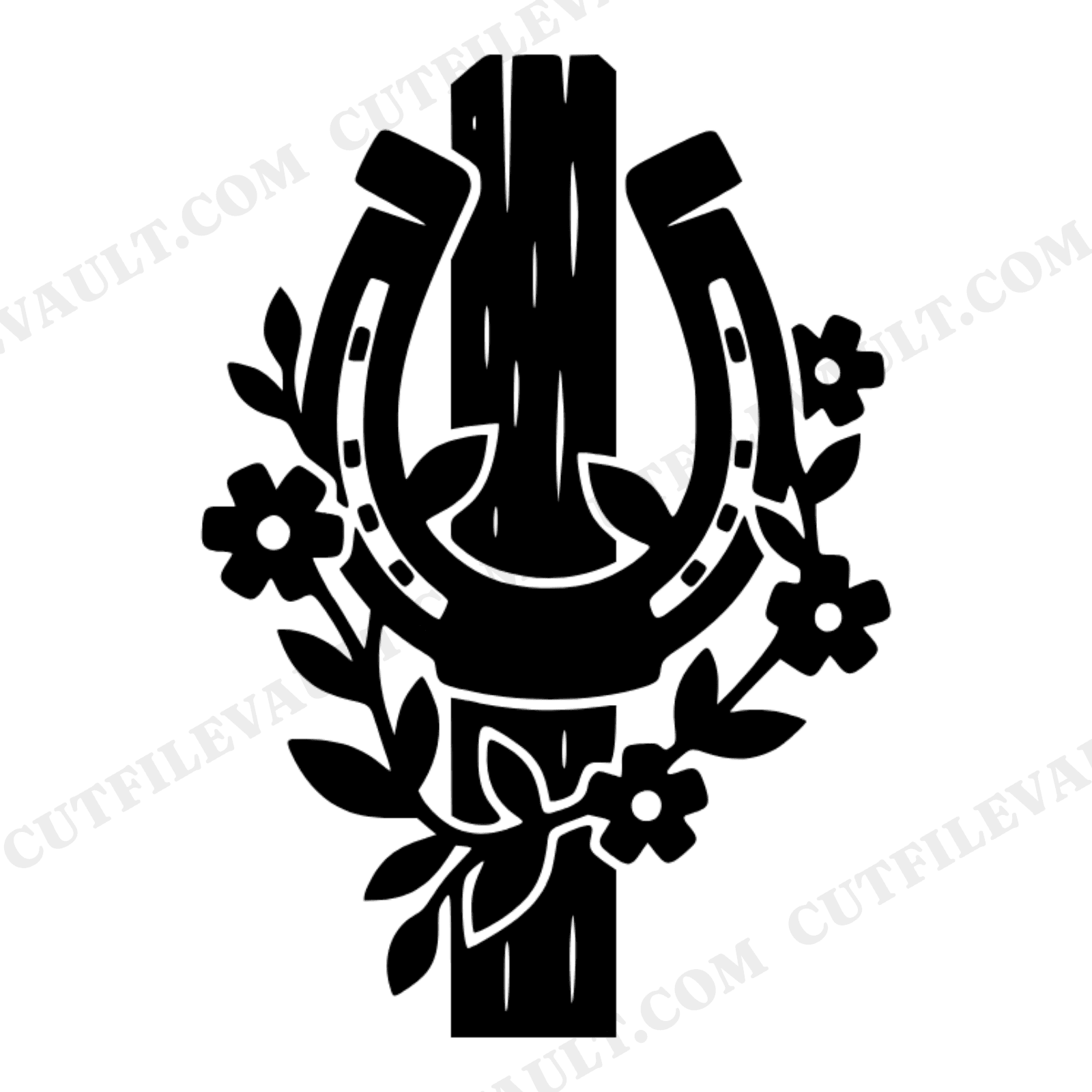 Rustic Horseshoe Post Wildflower Wedding SVG PNG Cut File Country Barn Decor Good Luck Tradition, view 1