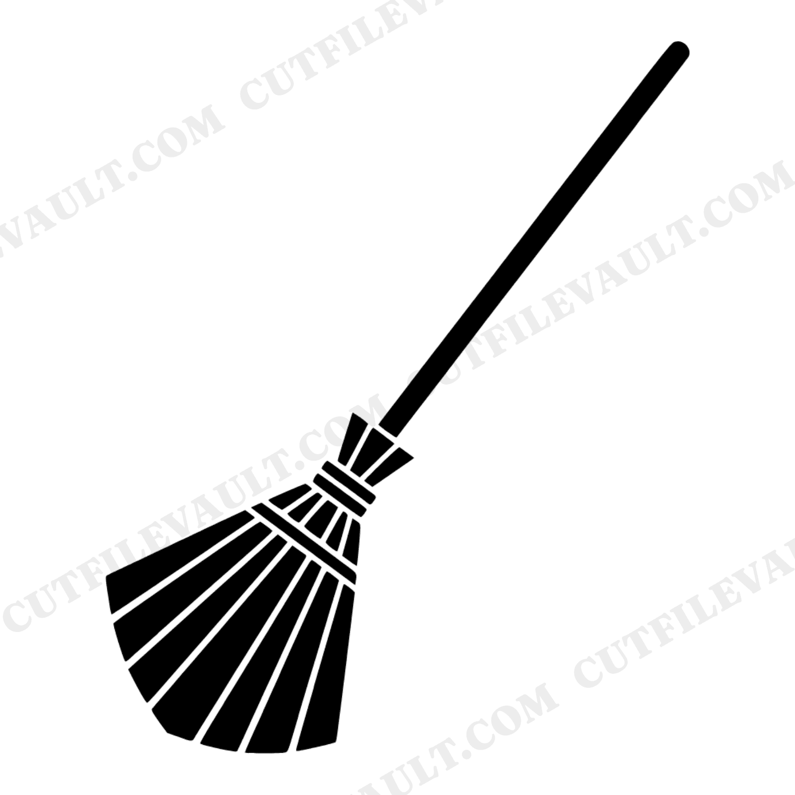 Scandinavian Witch Broom SVG PNG Halloween Silhouette Art Deco Geometric Cut File Minimalist Design, view 1