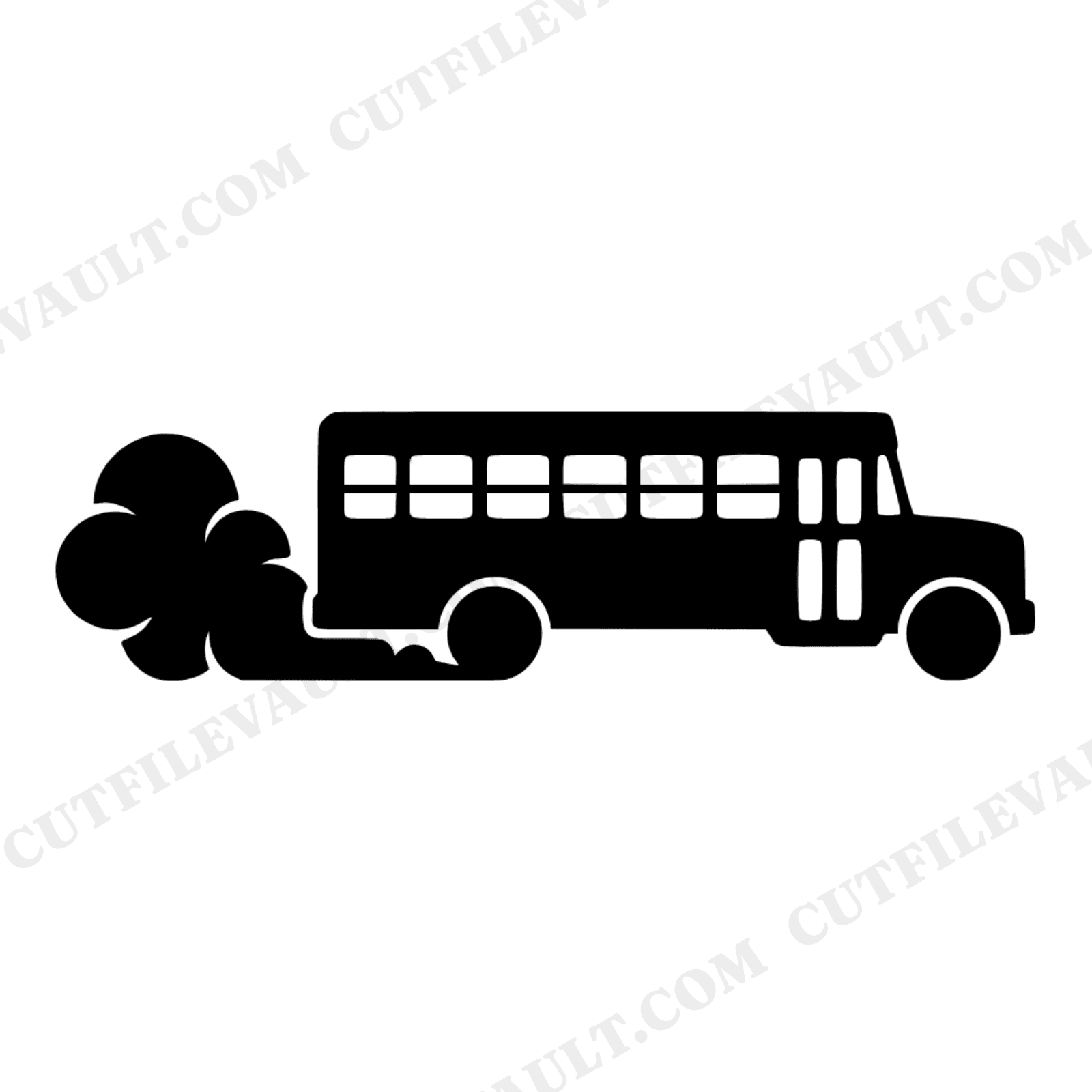 School Bus SVG, Dust Cloud Silhouette PNG, Back to School Cut File, Yellow Bus Clipart Design, view 1