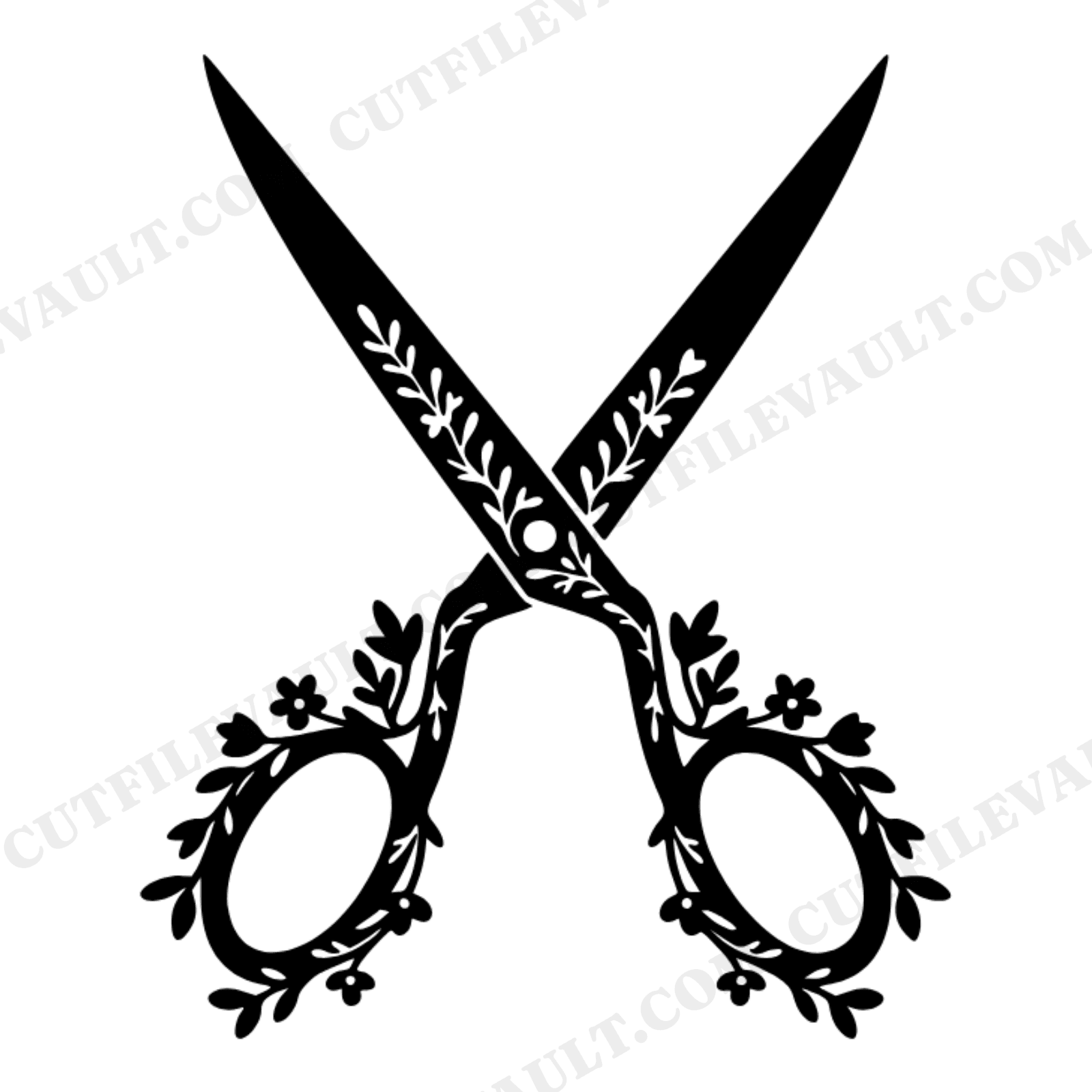 Scissors Bouquet SVG PNG, Floral Crossed Scissors Back to School Cut File, Cottagecore Craft Design, view 1
