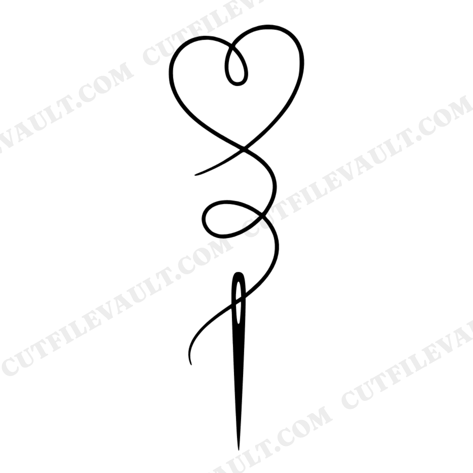 Sewing Needle Heart SVG PNG, Mothers Day Thread Silhouette, Cottagecore Floral Craft Cut File, view 1