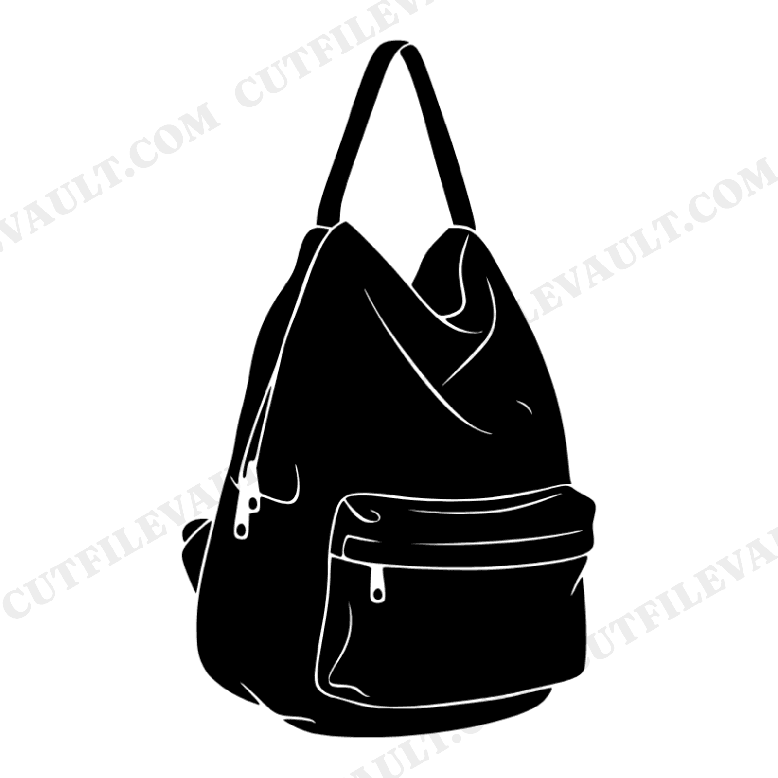 Slouchy Backpack SVG PNG, Boho School Bag Cut File, Hanging Backpack Silhouette, Back to School SVG, view 1