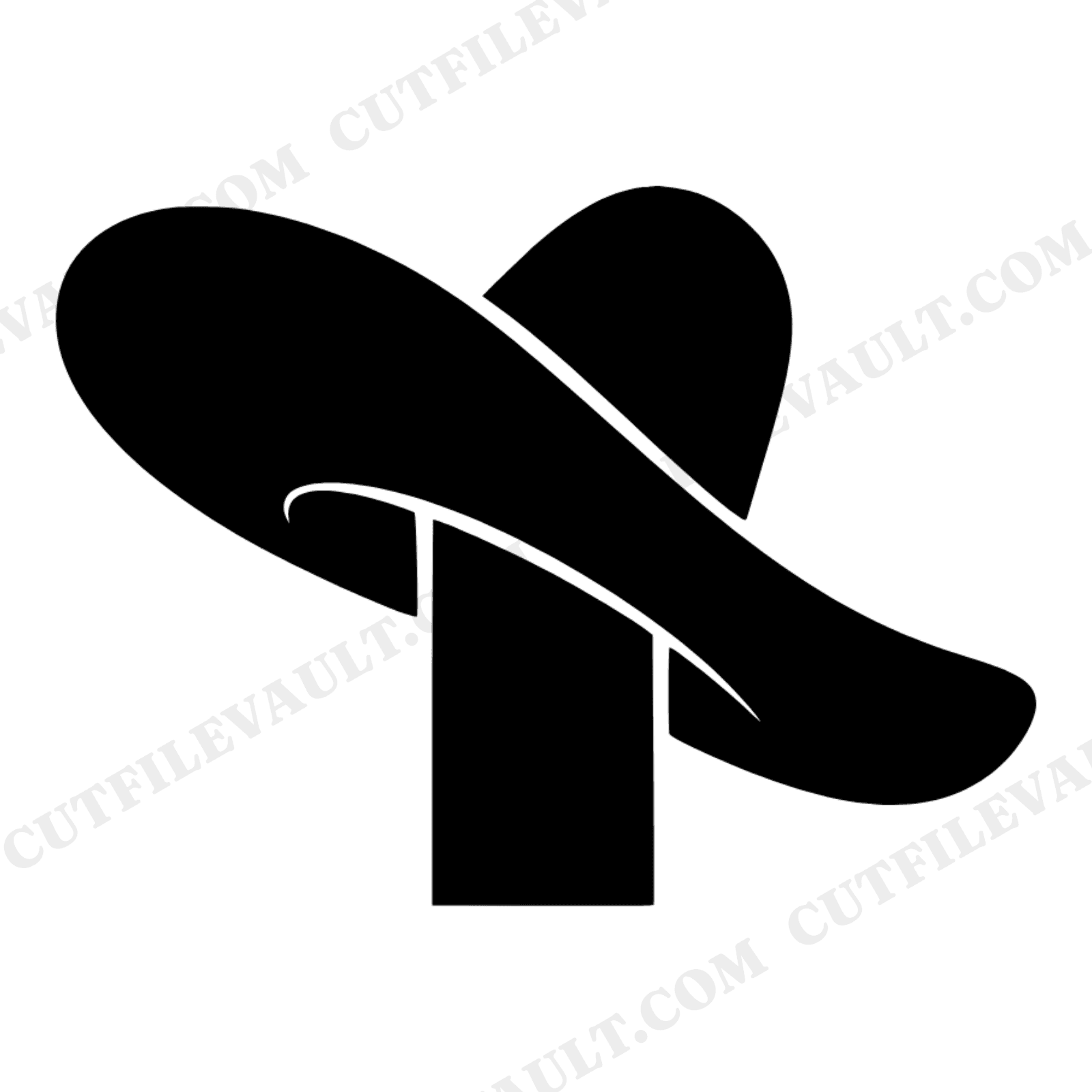 Sombrero on Fence Post SVG PNG Cinco de Mayo Silhouette Cut File for Cricut Vinyl Decor, view 1