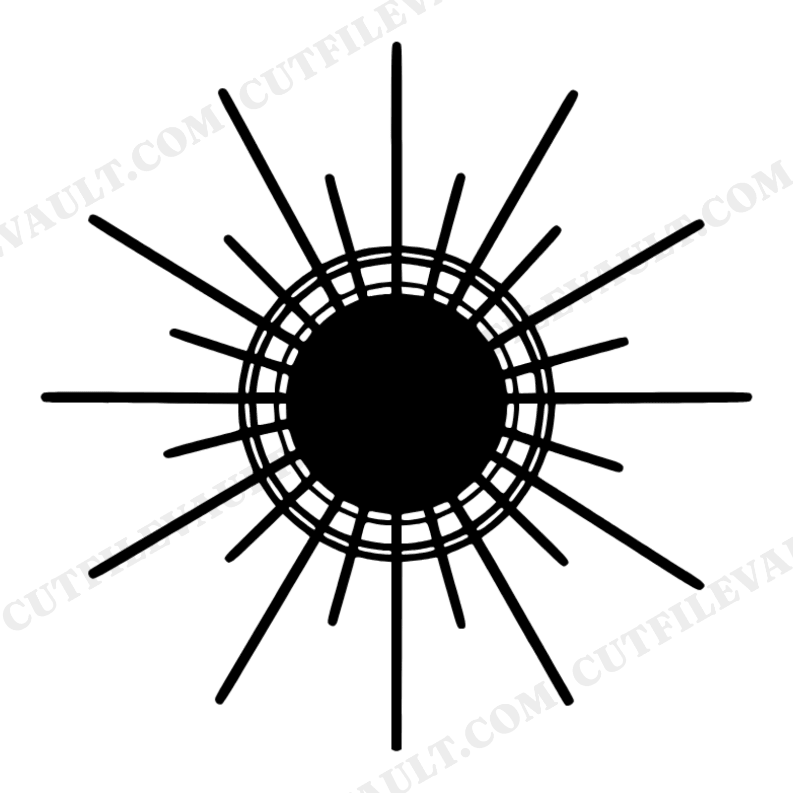 Sparkler Bucket SVG PNG, Fourth of July Boho Starburst, Galvanized Bucket Overhead View Cut File, view 1