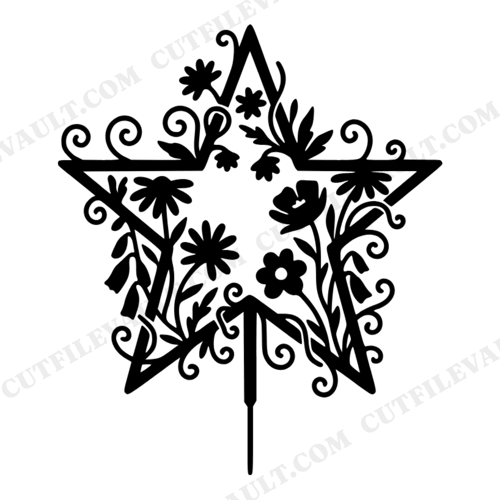 Sparkler Star Wildflower SVG PNG, Fourth of July Cottagecore Floral Cut File, Independence Day, view 1