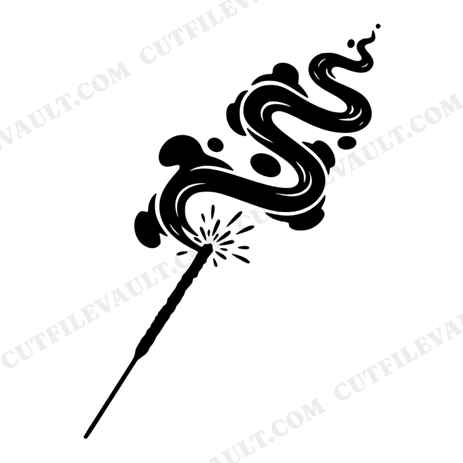 Sparkler Wand SVG PNG, Fourth of July Smoke Trail, Summer Celebration Cut File, Firework Design, view 1