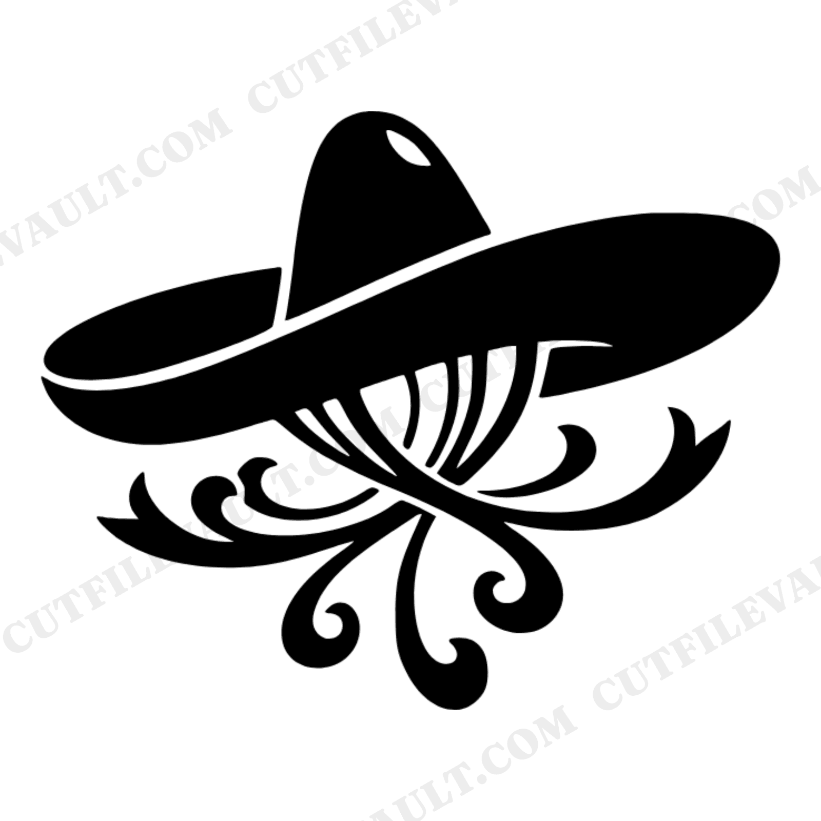 Spinning Sombrero SVG PNG, Groovy Cinco de Mayo Cut File, Retro Mexican Hat with Ribbons Design, view 1