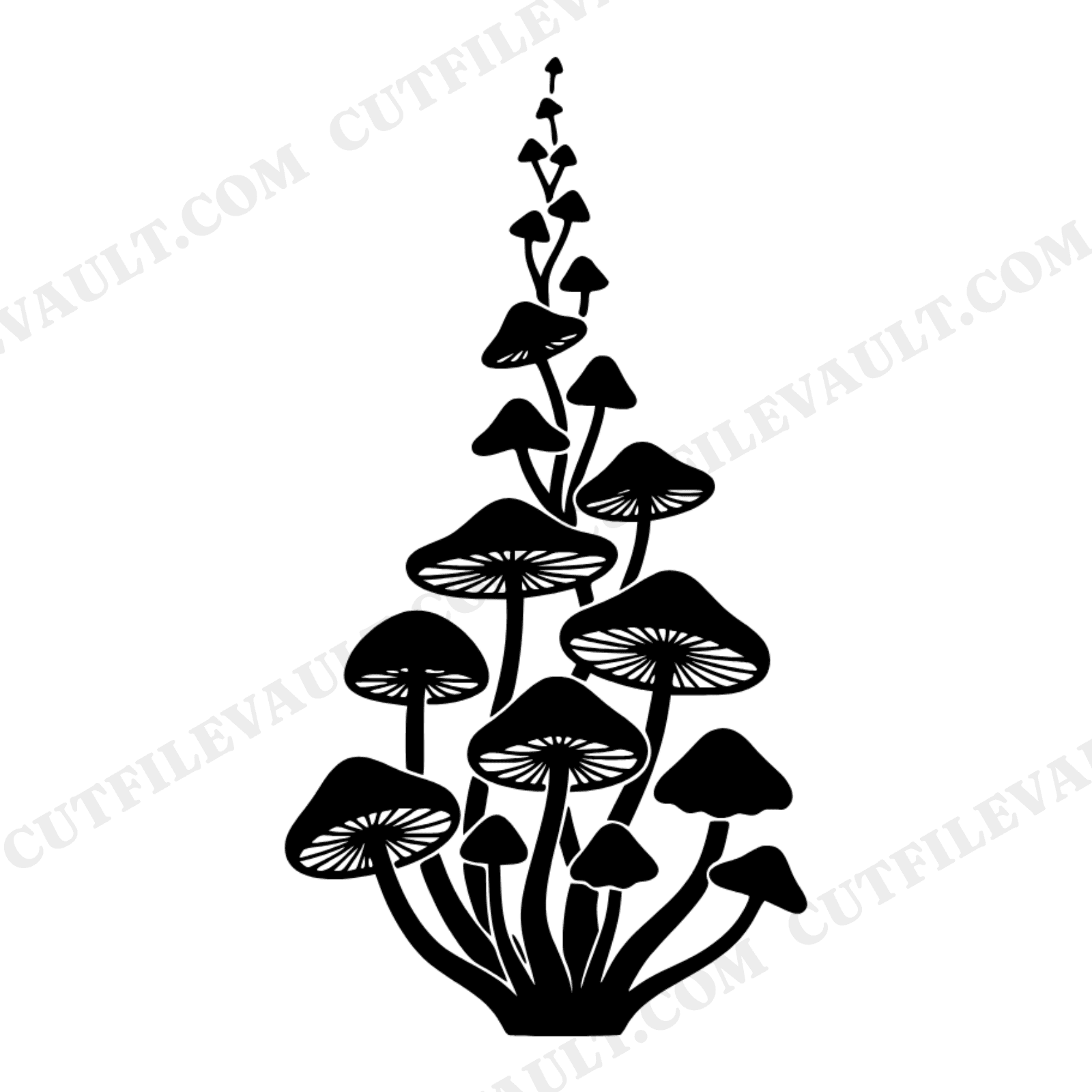 Spiral Mushroom Cluster SVG PNG Woodland Cascade Boho Forest Design Cut File for Cricut, view 1