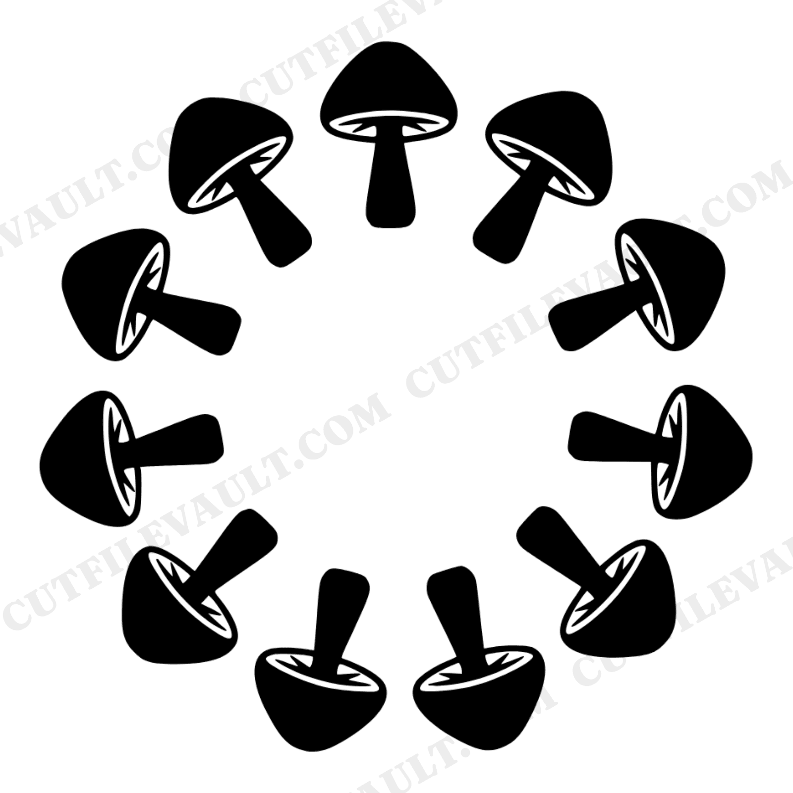 Spooky Mushroom Fairy Ring SVG PNG, Halloween Portal Cut File, Mystical Forest Circle Design, view 1