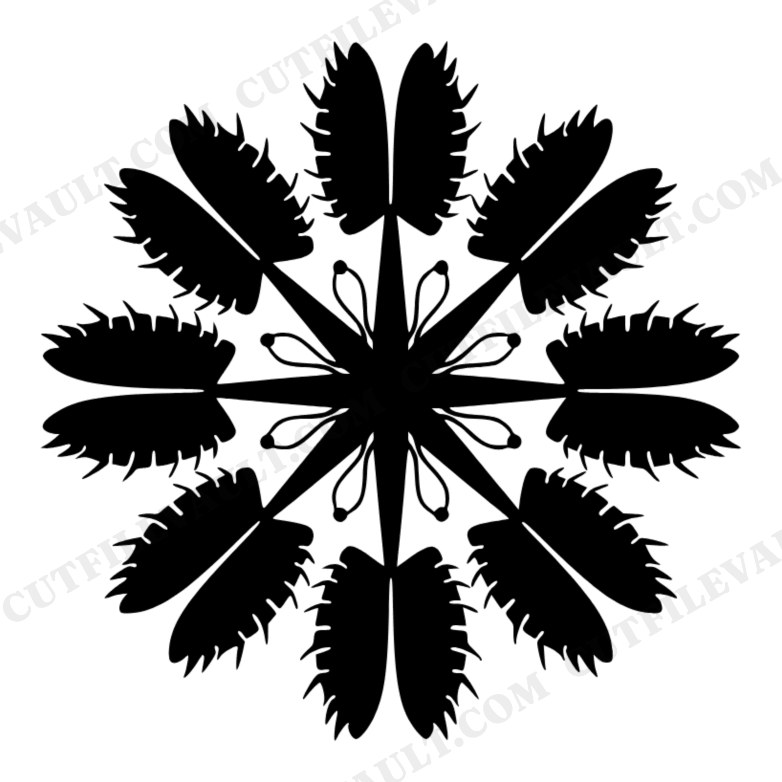 Spooky Venus Flytrap SVG PNG, Halloween Carnivorous Plant Starburst, Retro Y2K Botanical Cut File, view 1