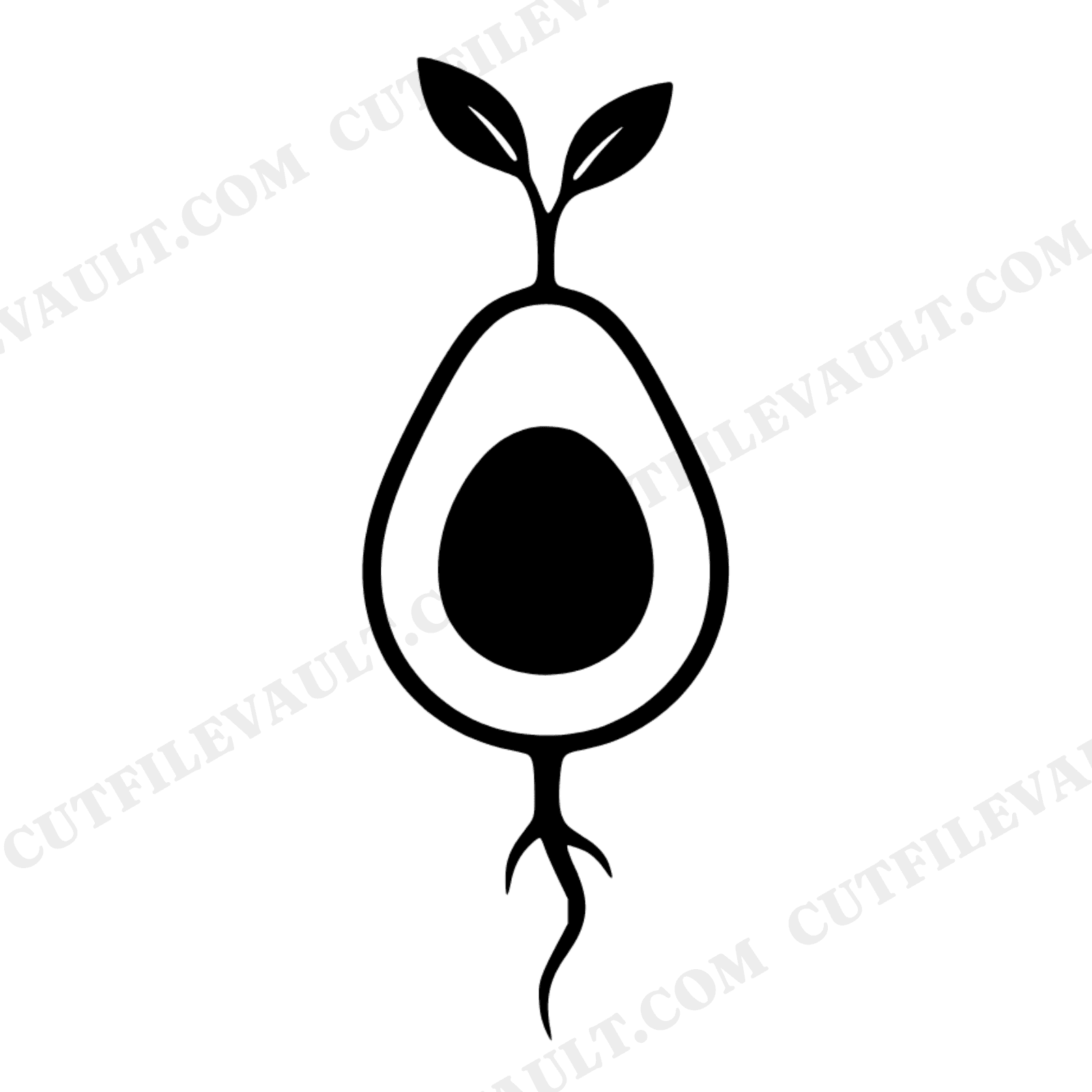 Sprouting Avocado Pit SVG PNG Cross Section Botanical Cottagecore Cut File for Cricut Silhouette, view 1