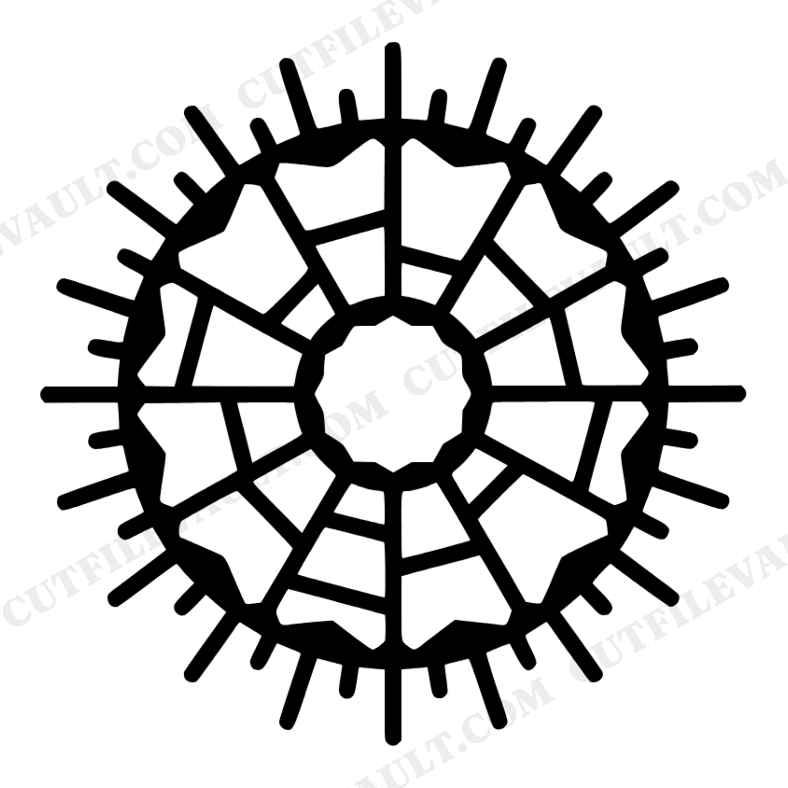 Stained Glass Donut Mandala SVG PNG Cut File Mid Century Geometric Layered Vinyl Design, view 1