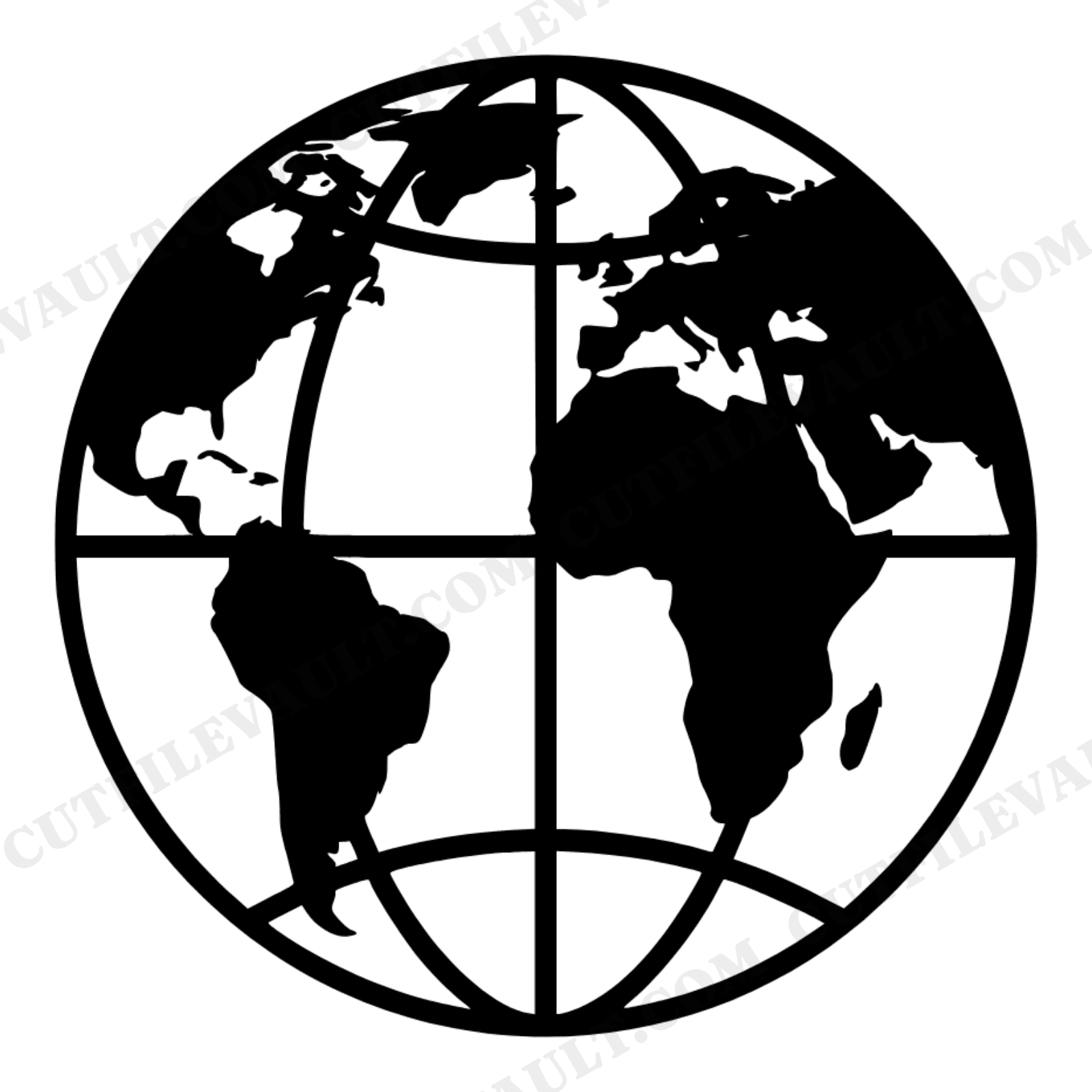 Stained Glass Globe SVG PNG, World Map Continents Cut File, Back to School Educational Design, view 1