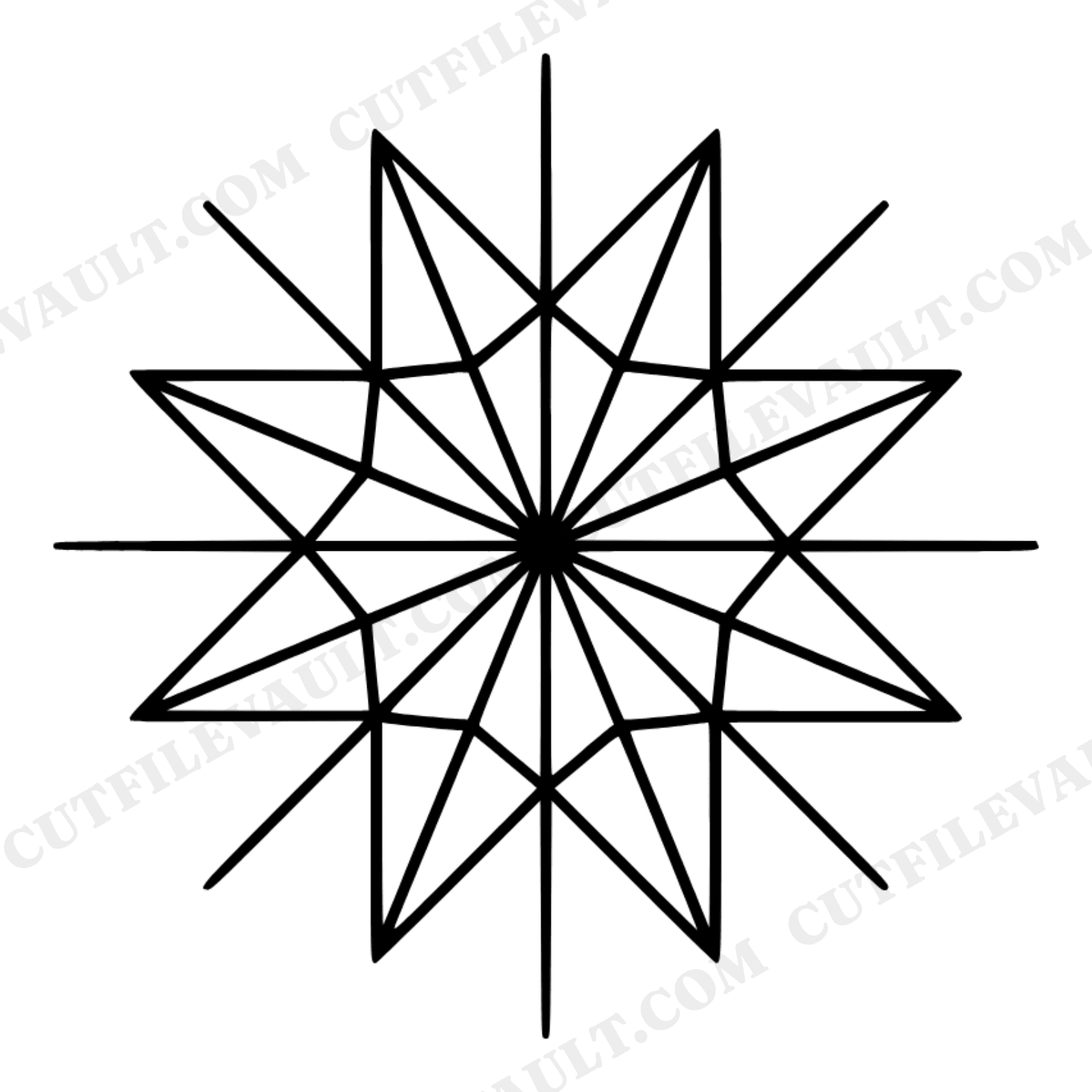 Stained Glass Sparkler Star SVG PNG, Art Deco Geometric Medallion, 12 Point Star Cut File, Patriotic, view 1